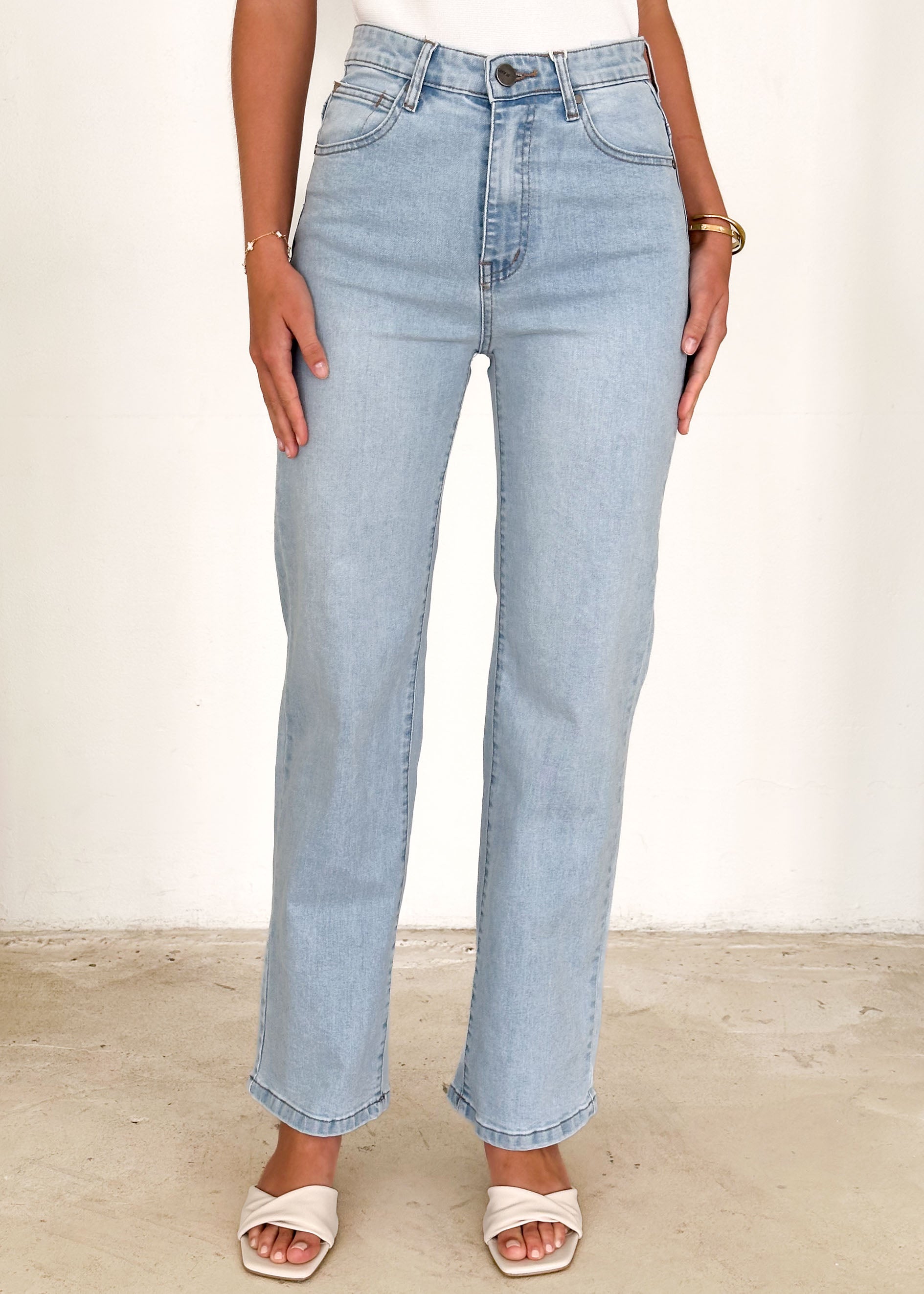 Lettah Stretch Wide Leg Jeans - Light Blue