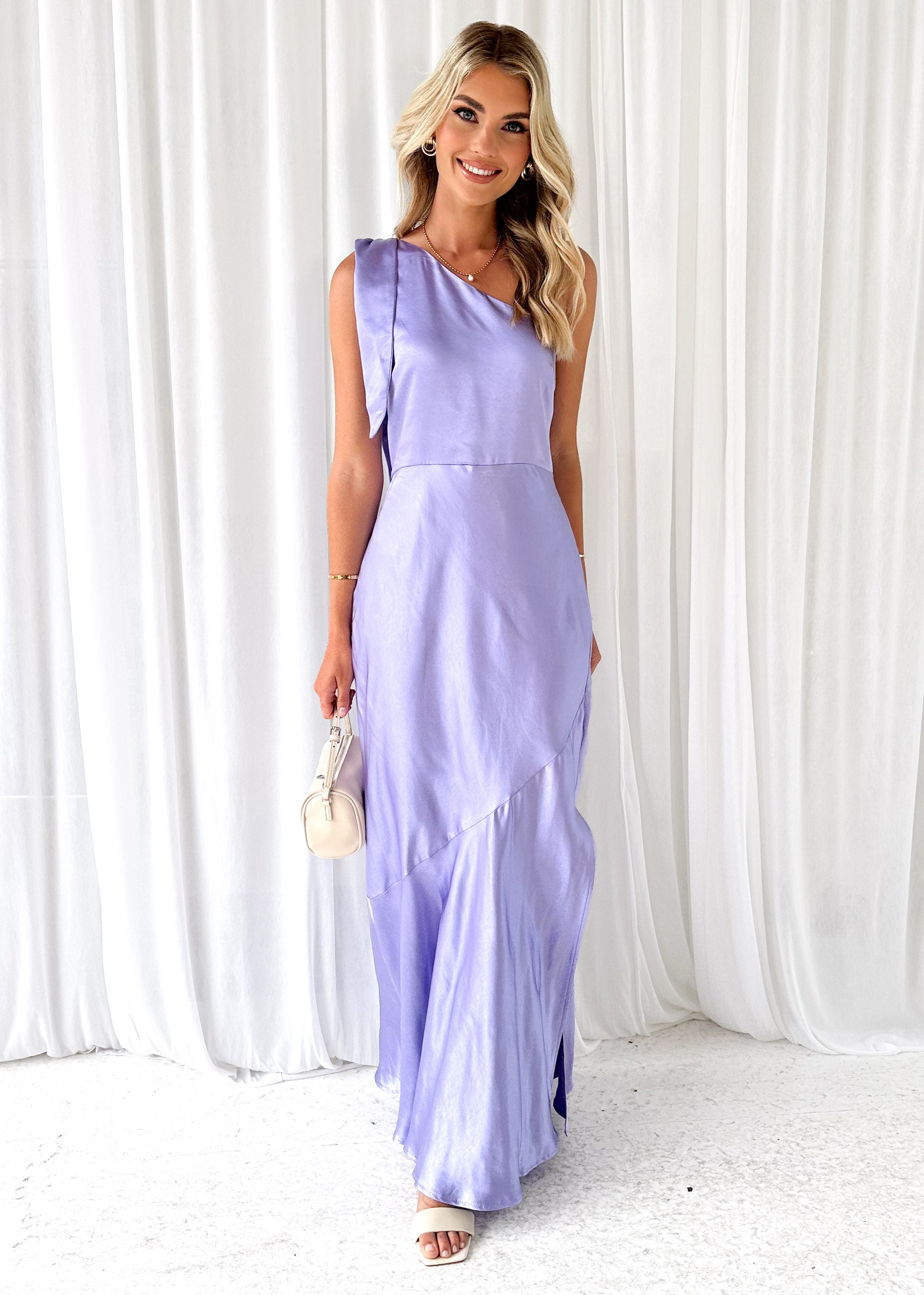 Malinda One Shoulder Maxi Dress - Lilac