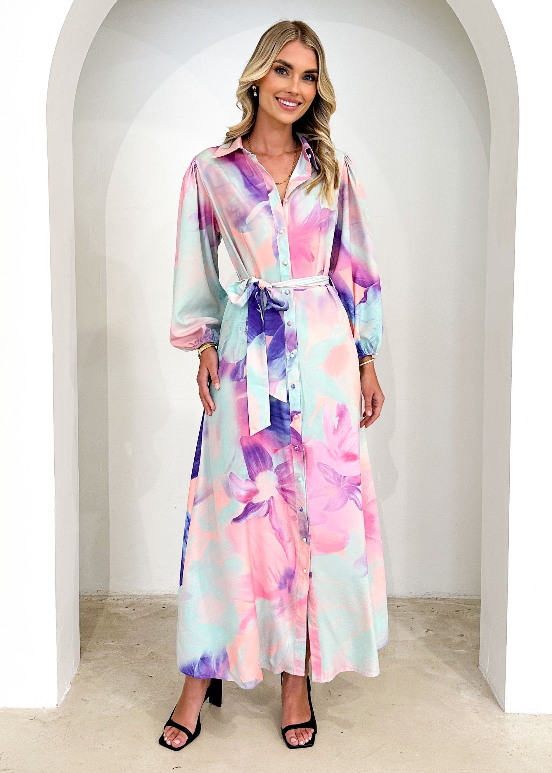 Alayna Maxi Dress - Pastel Watercolour