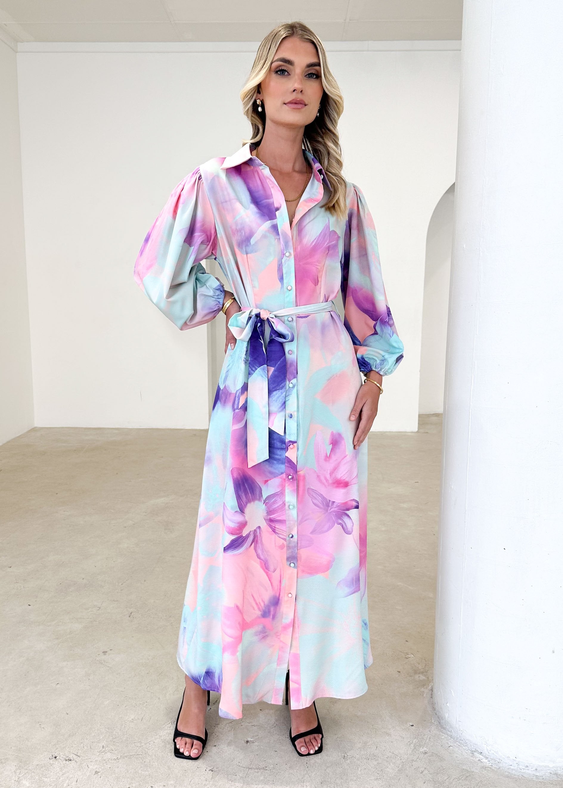 Alayna Maxi Dress - Pastel Watercolour