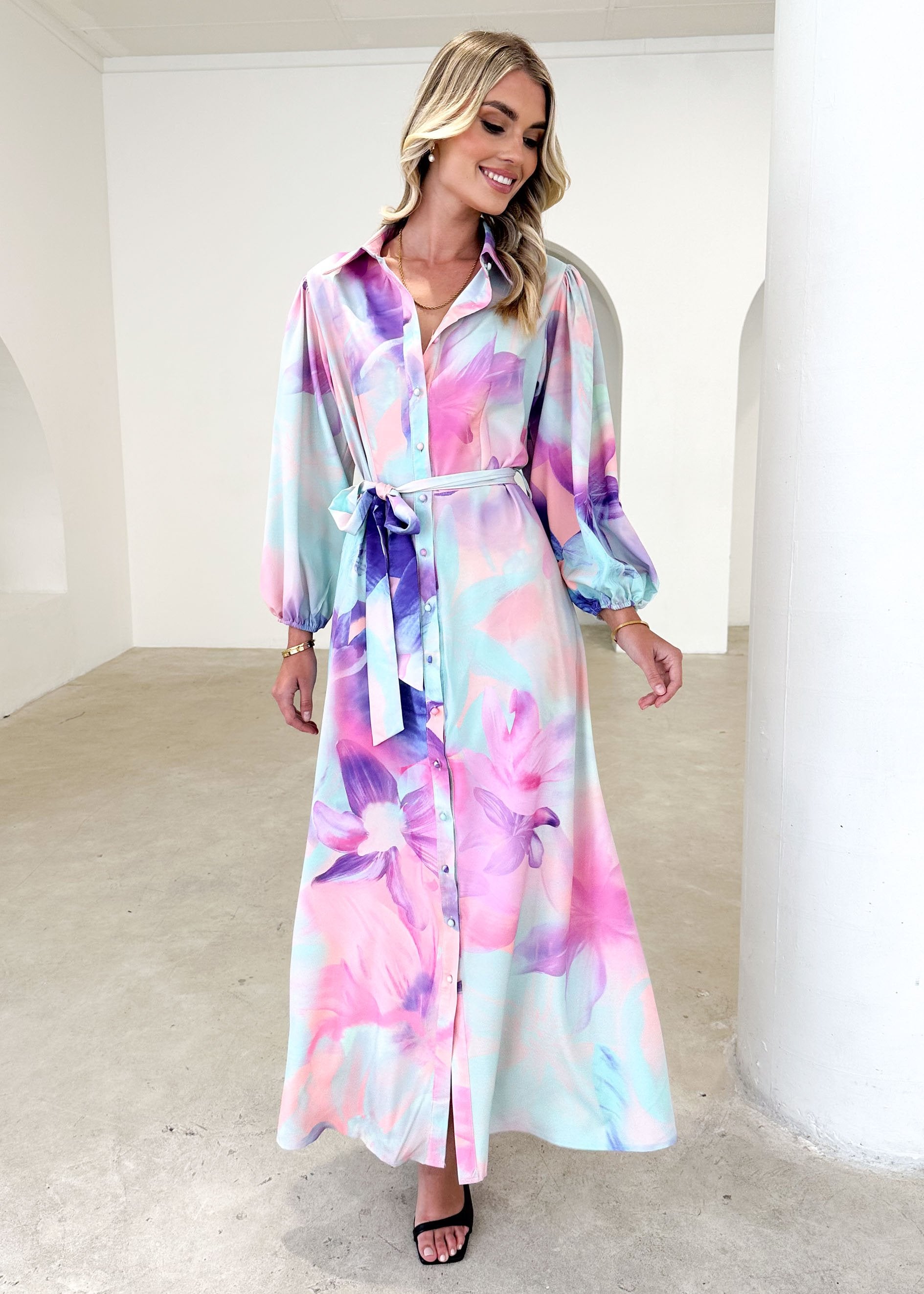 Alayna Maxi Dress - Pastel Watercolour