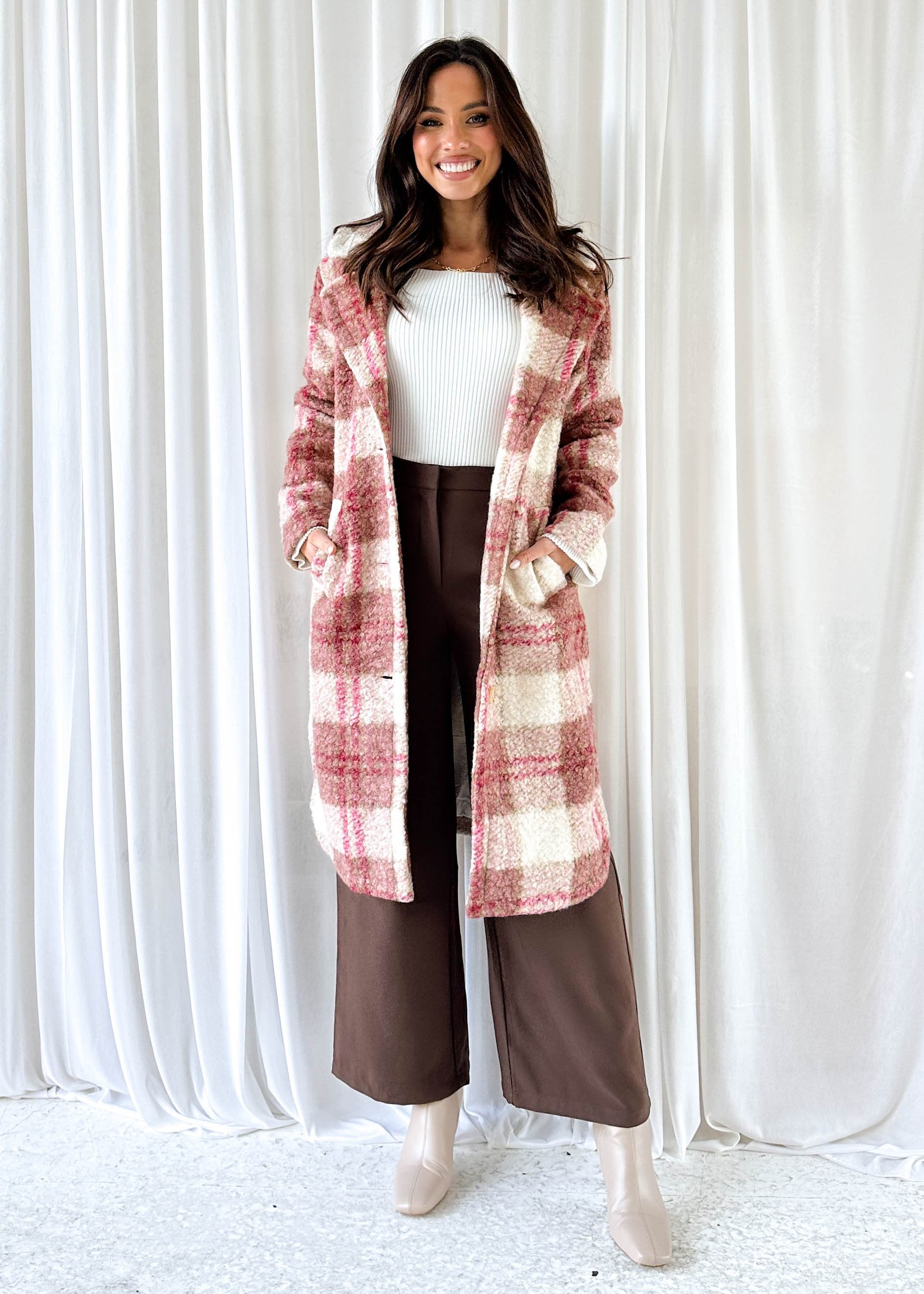 Charlee Coat - Magenta Check