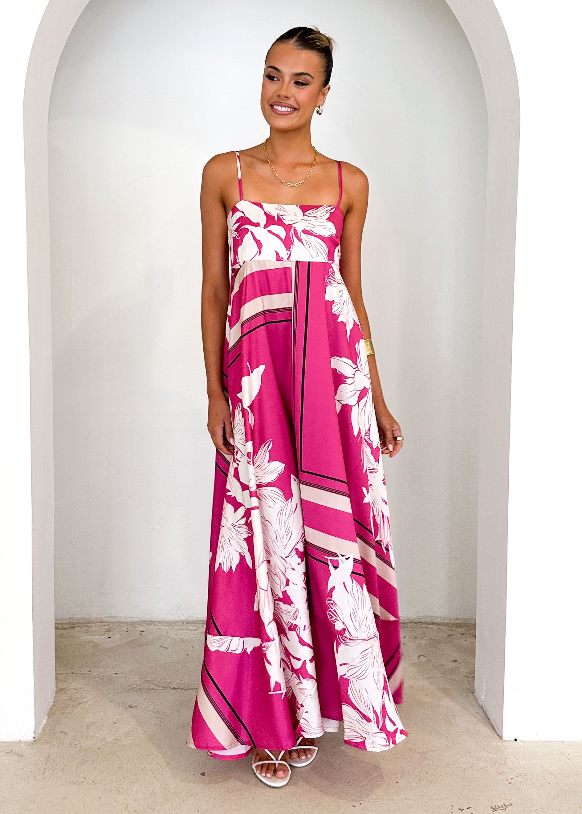 Elide Maxi Dress - Magenta Floral