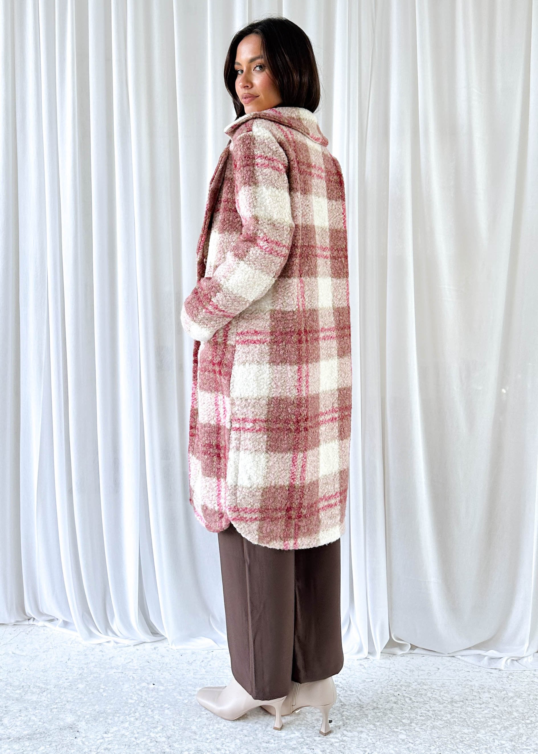 Charlee Coat - Magenta Check