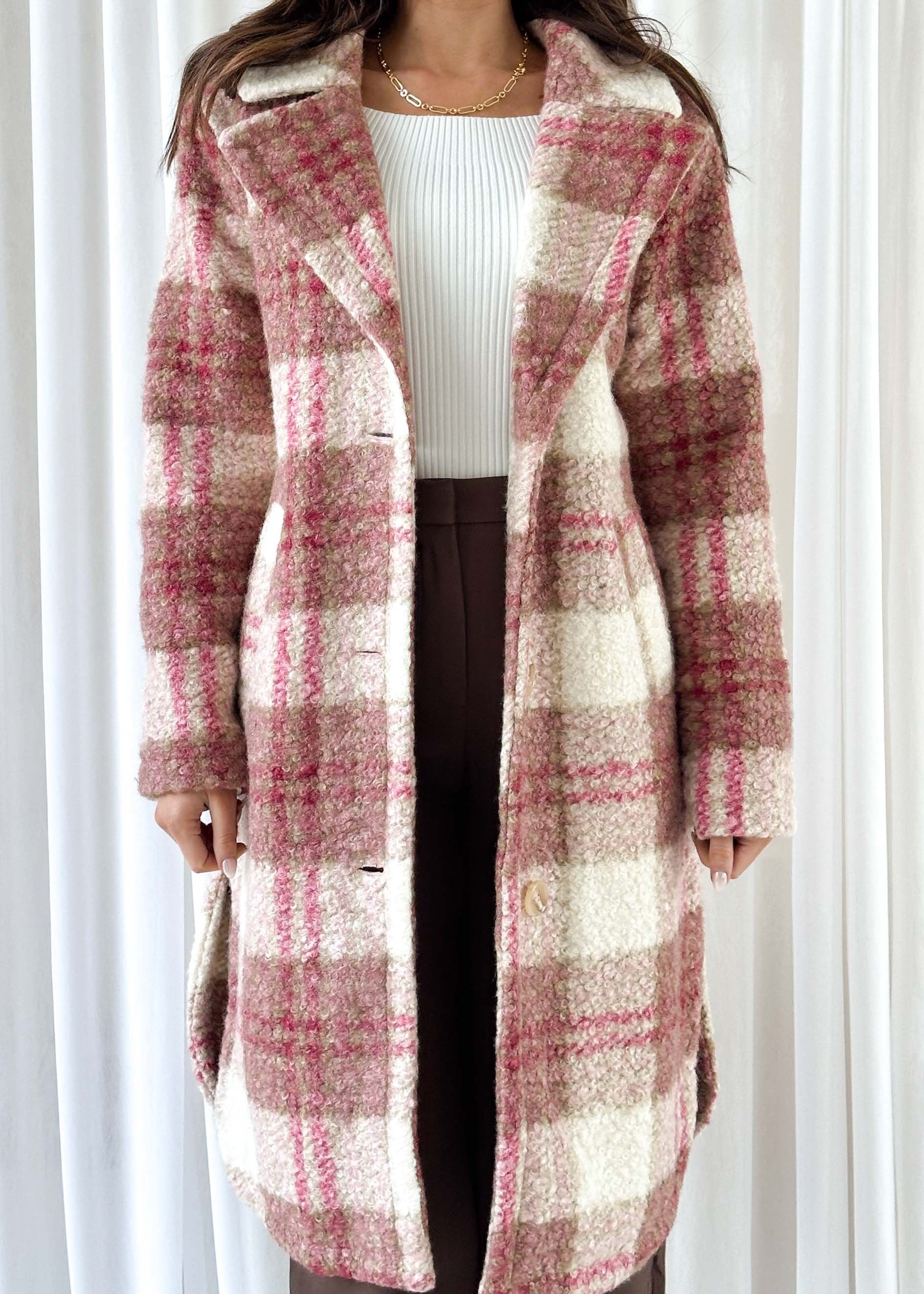 Charlee Coat - Magenta Check