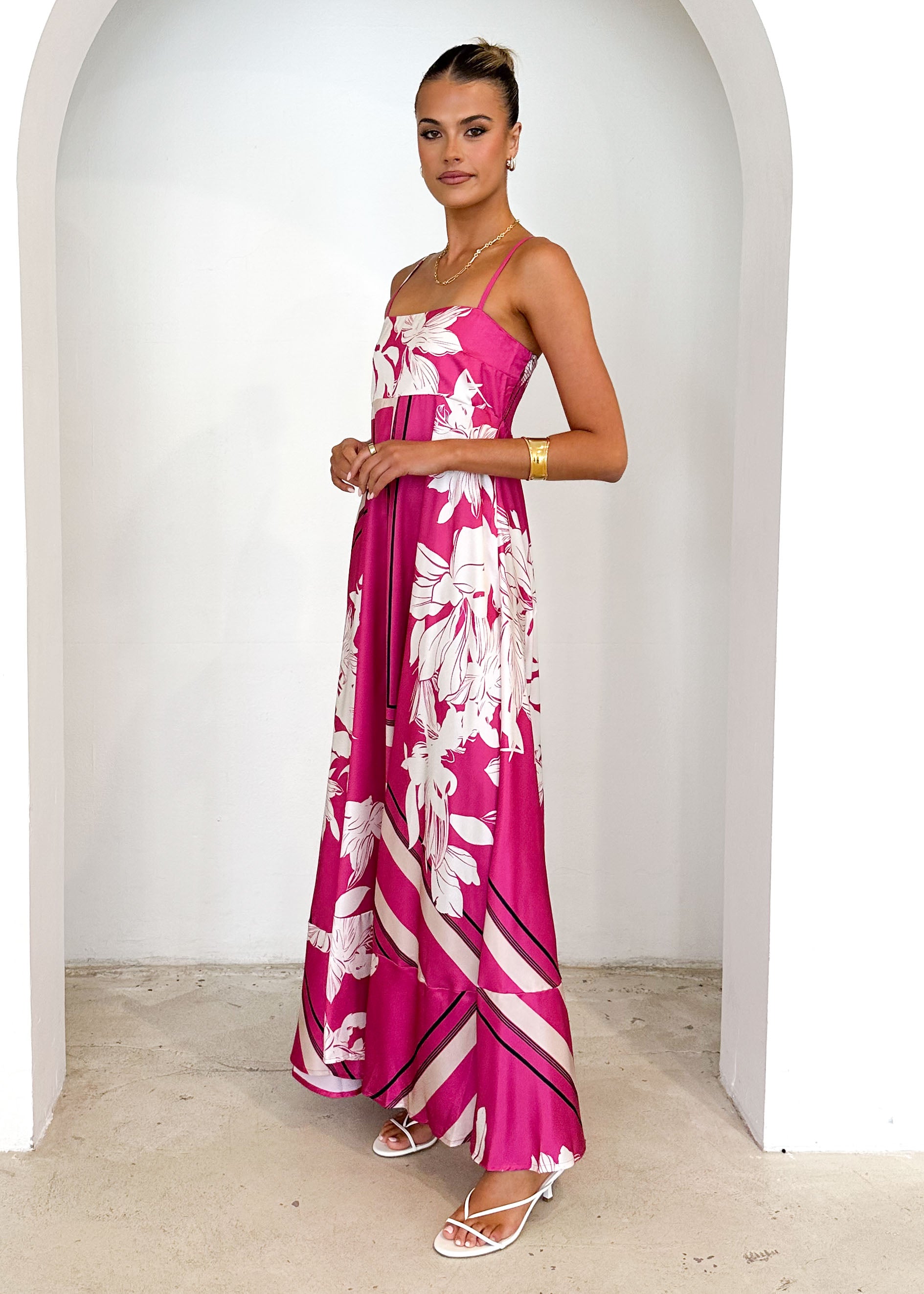 Elide Maxi Dress - Magenta Floral