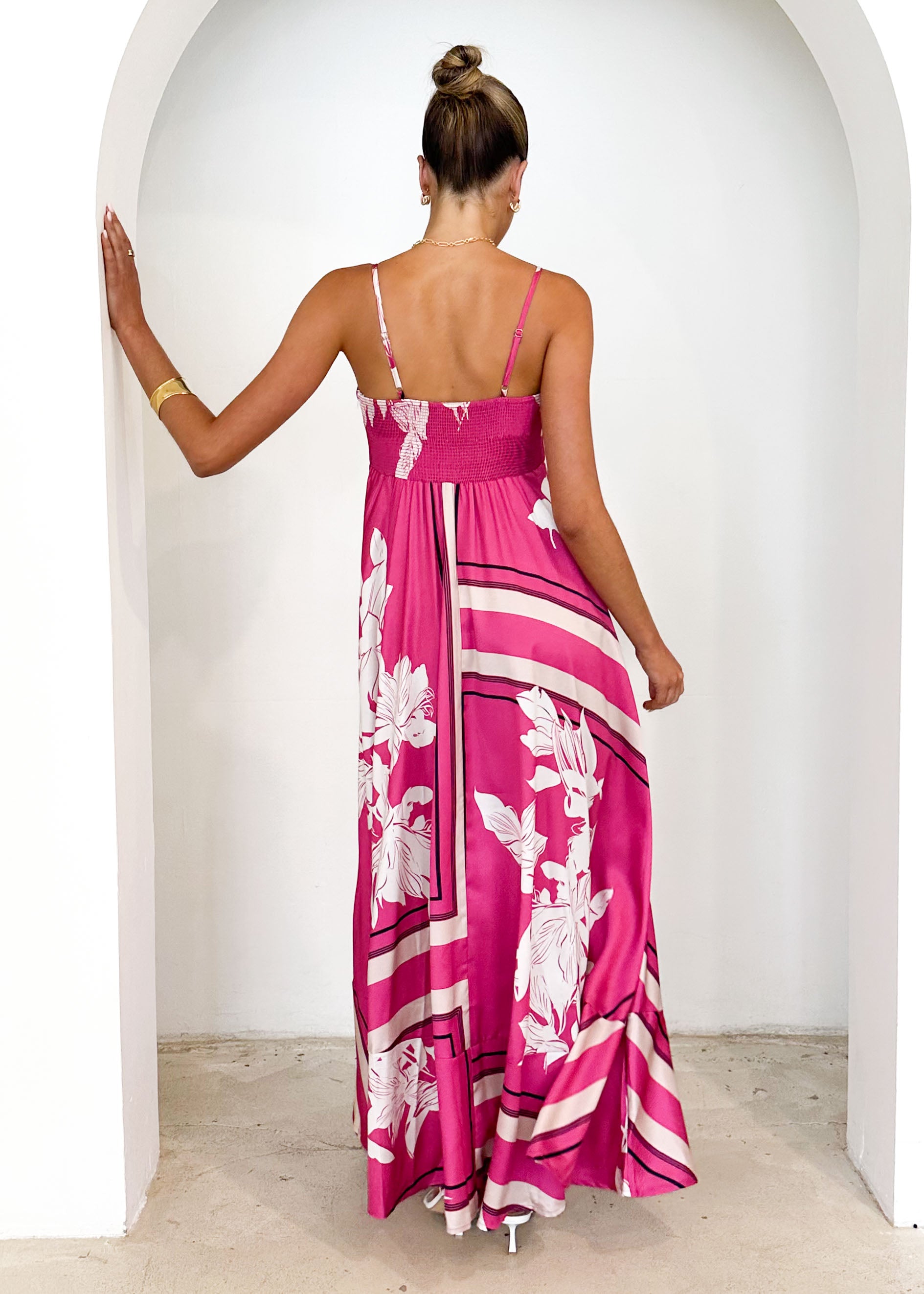 Elide Maxi Dress - Magenta Floral