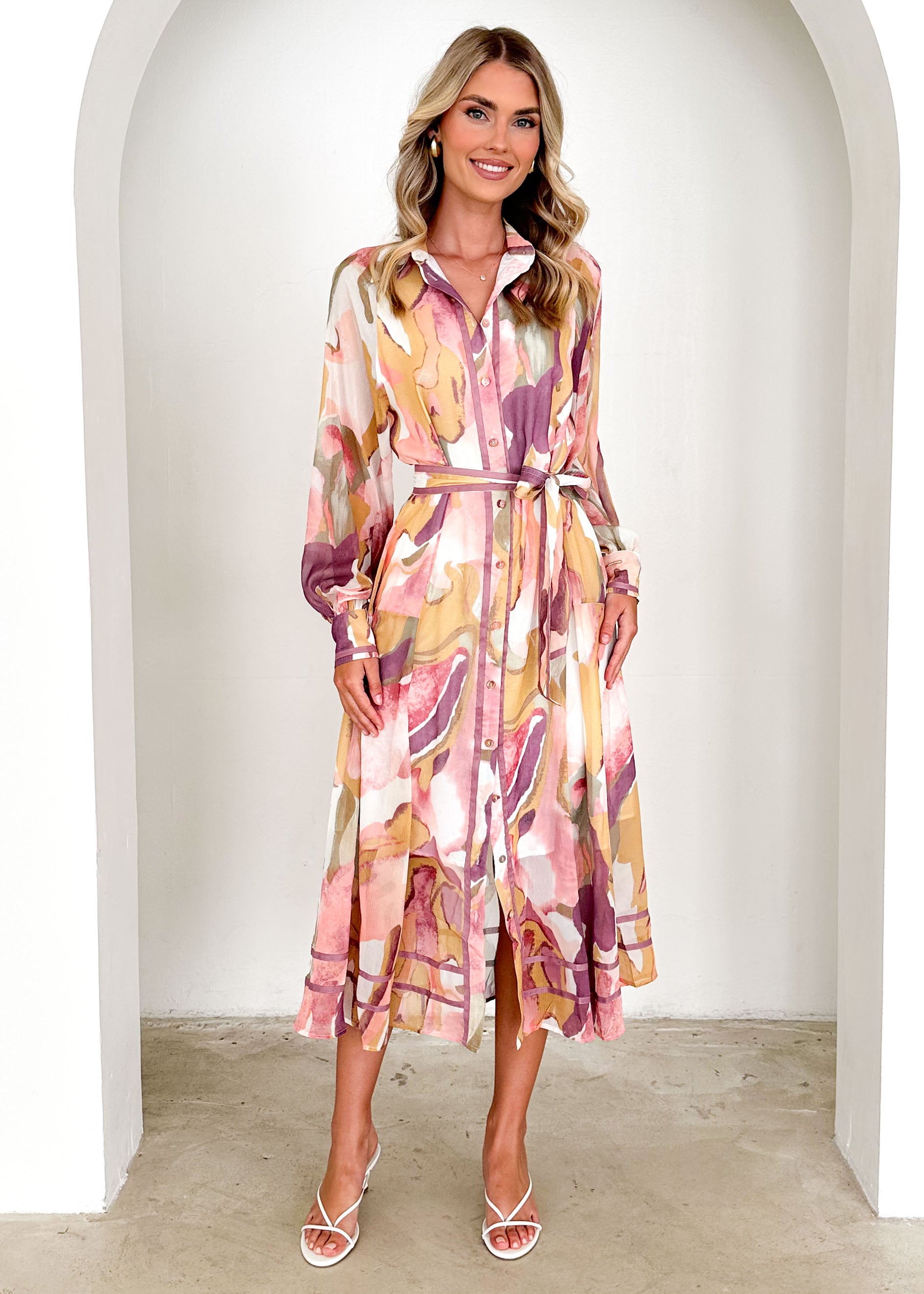 Acorro Midi Dress - Fig Swirl