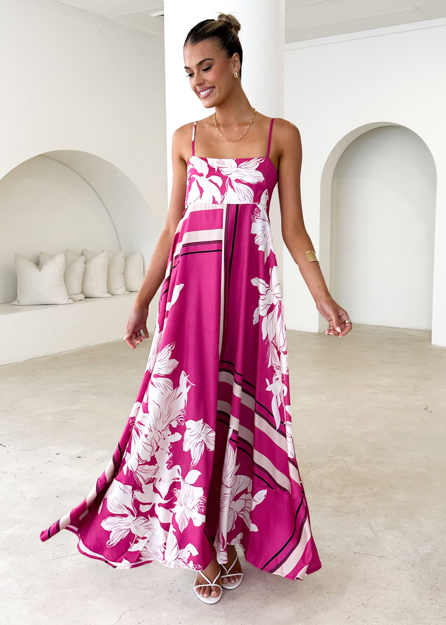 Elide Maxi Dress - Magenta Floral