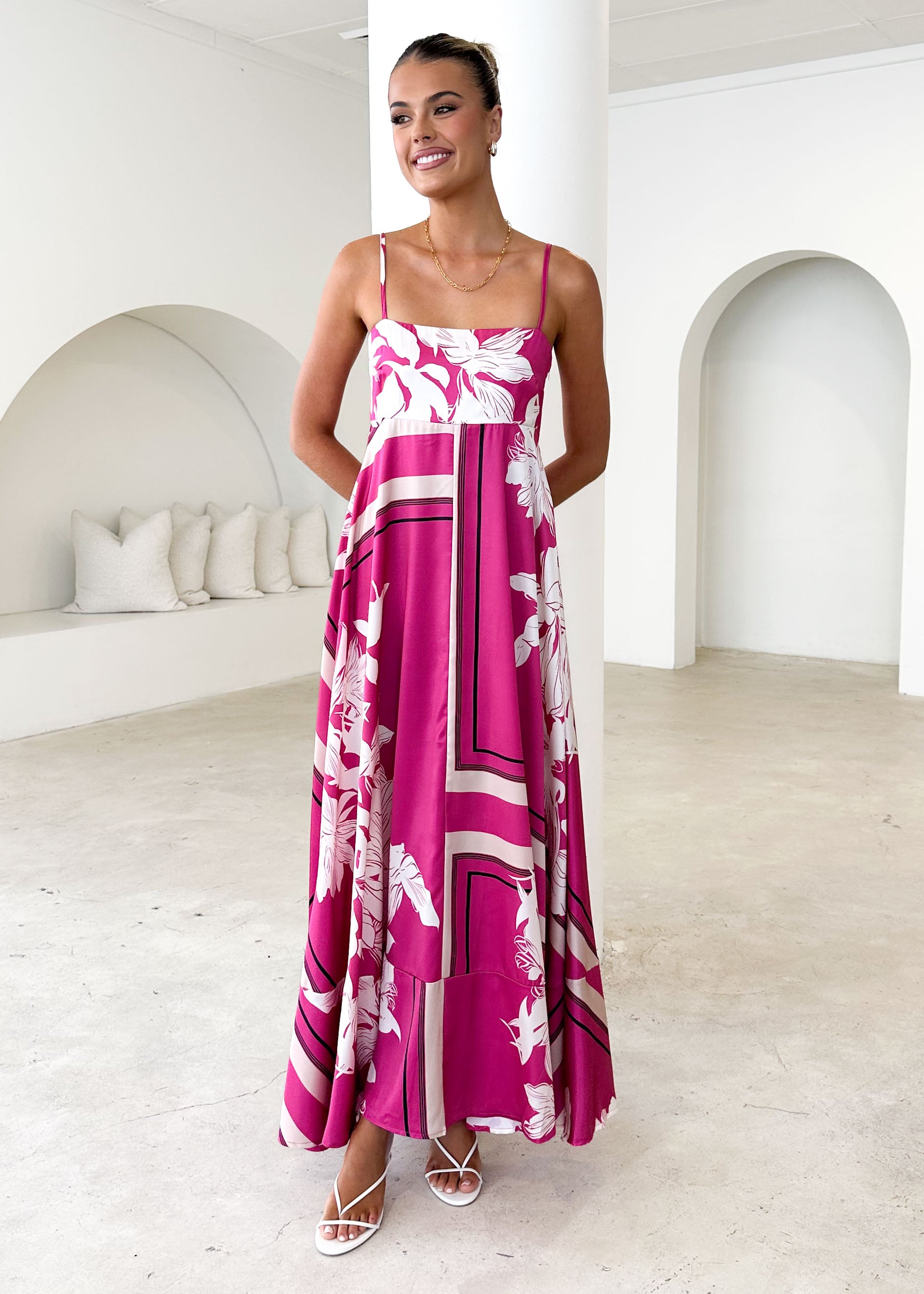 Elide Maxi Dress - Magenta Floral