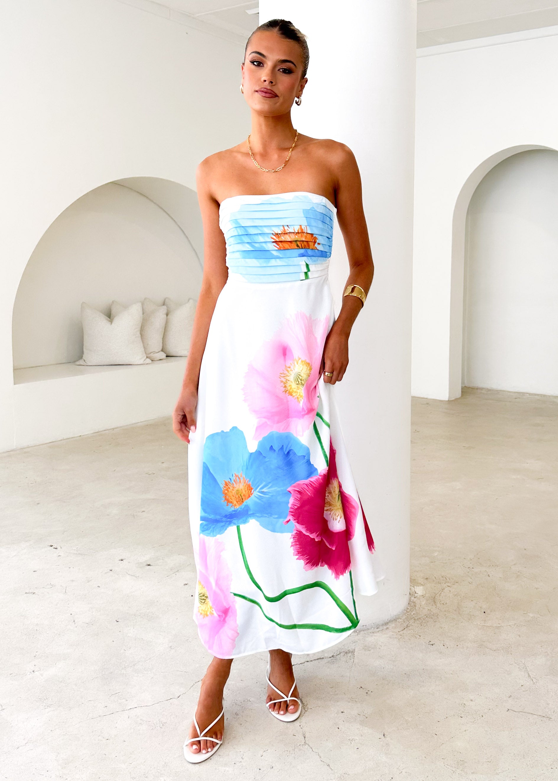 Brookes Strapless Maxi Dress - Pink Poppy