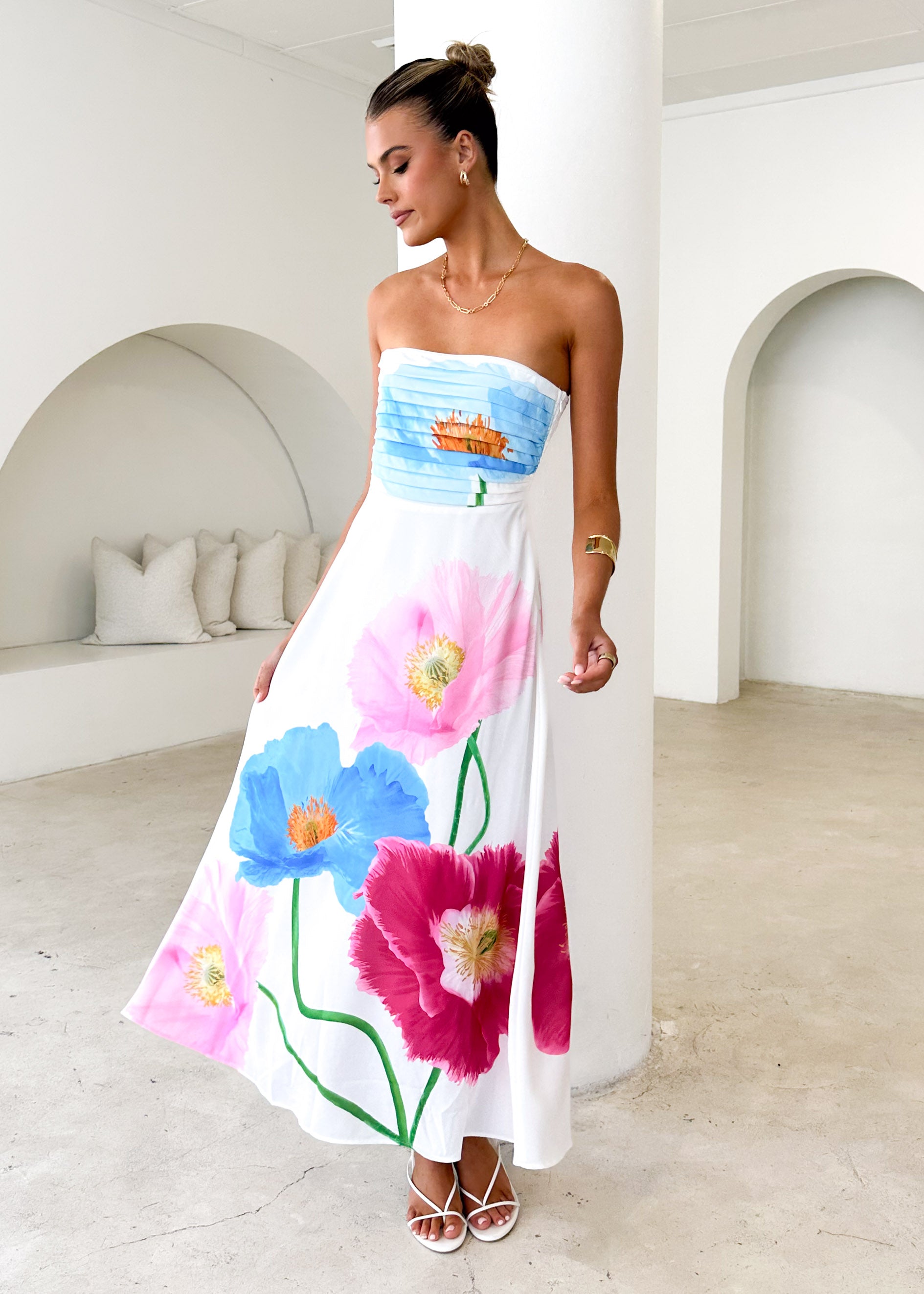 Brookes Strapless Maxi Dress - Pink Poppy