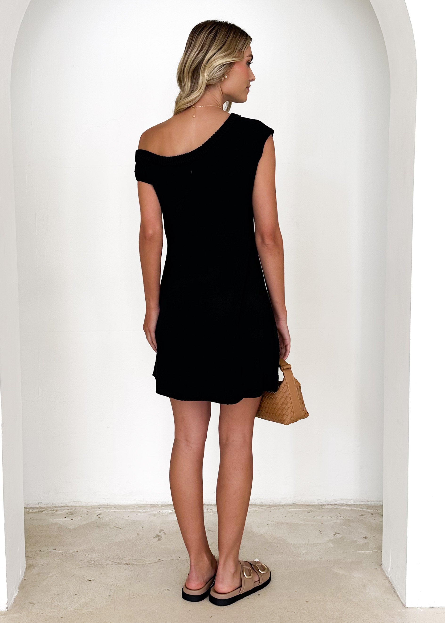 Franky One Shoulder Dress - Black