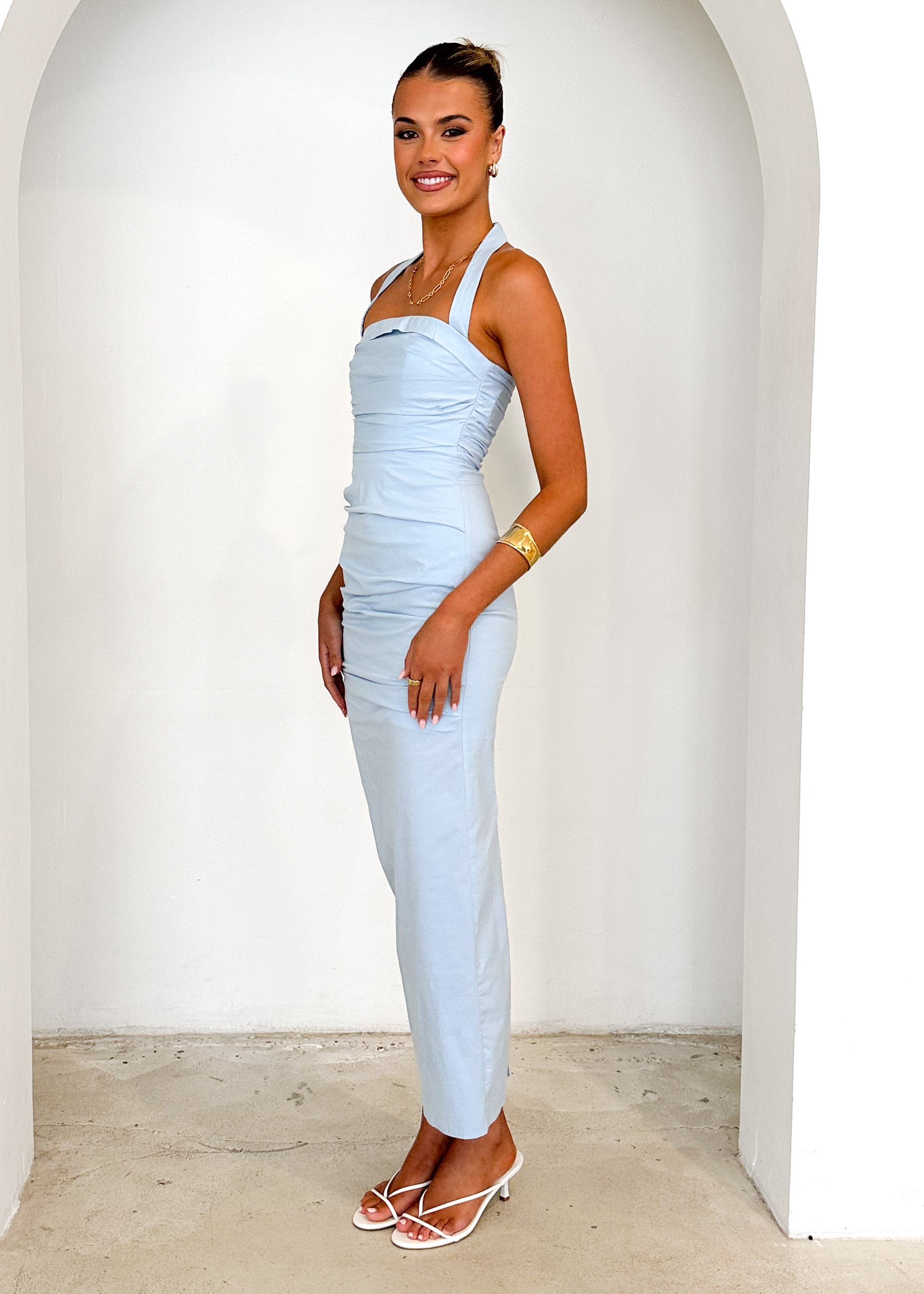 Sadie Halter Maxi Dress - Ice Blue