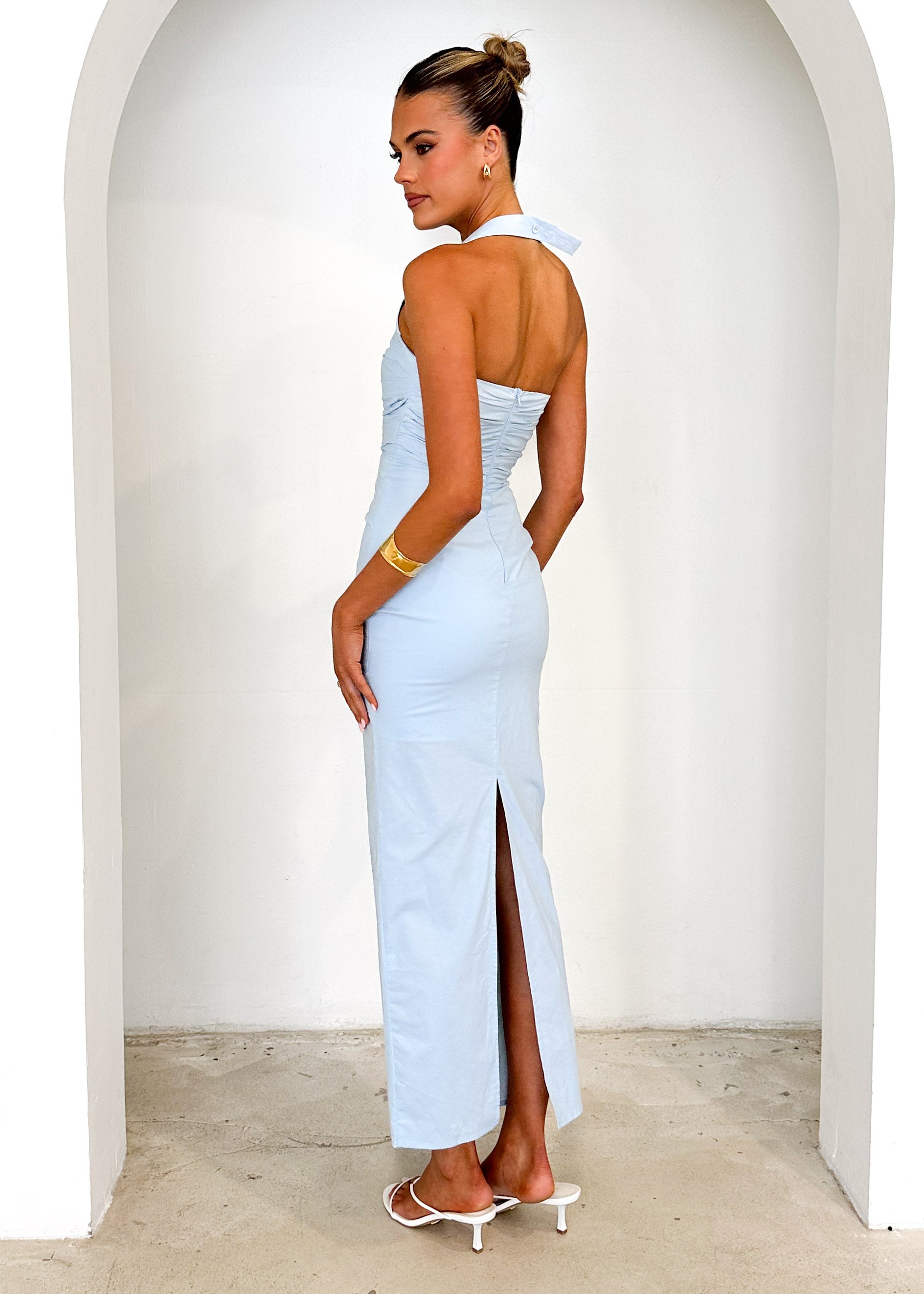 Sadie Halter Maxi Dress - Ice Blue