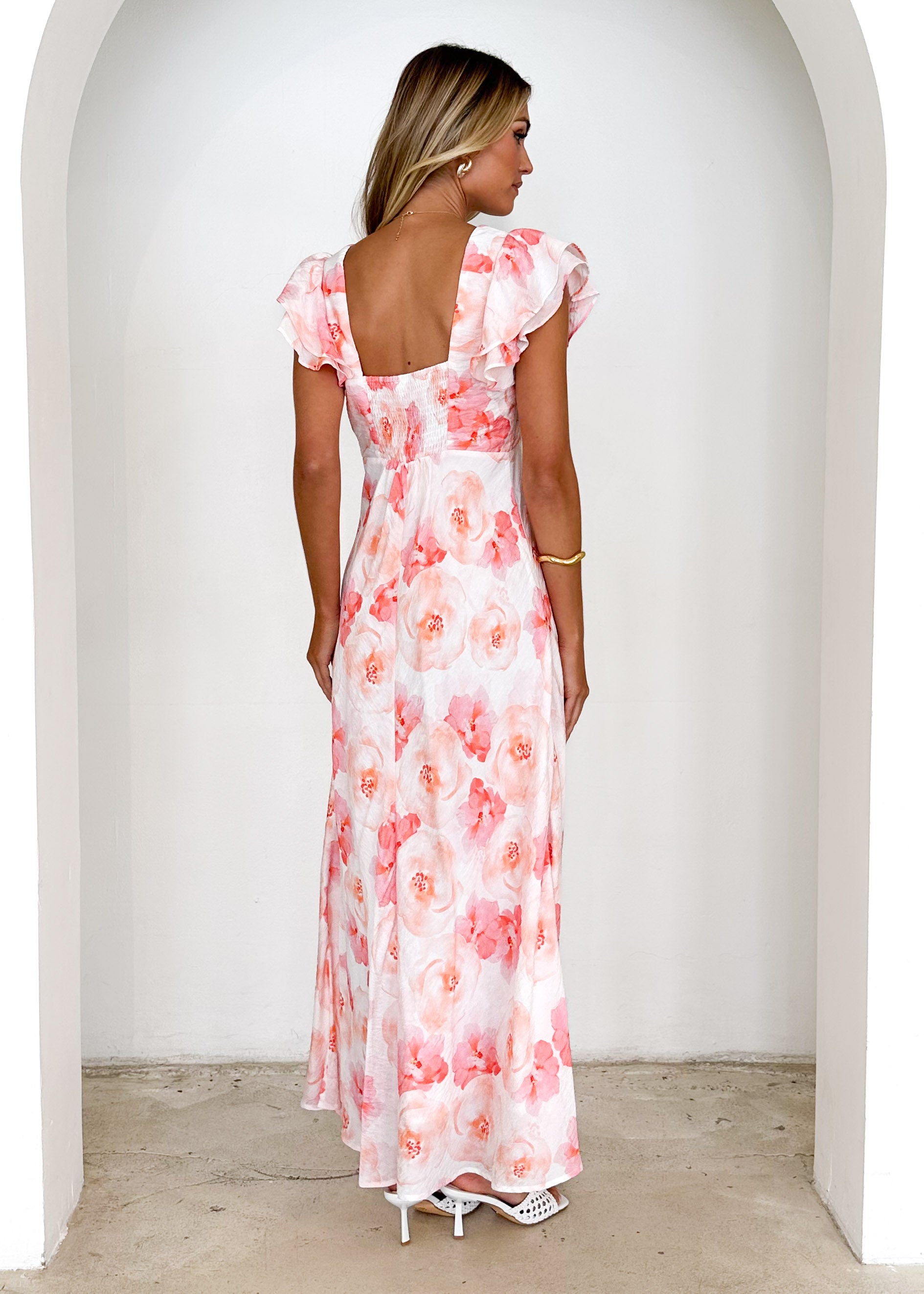 Xandra Maxi Dress - Peach Flowers