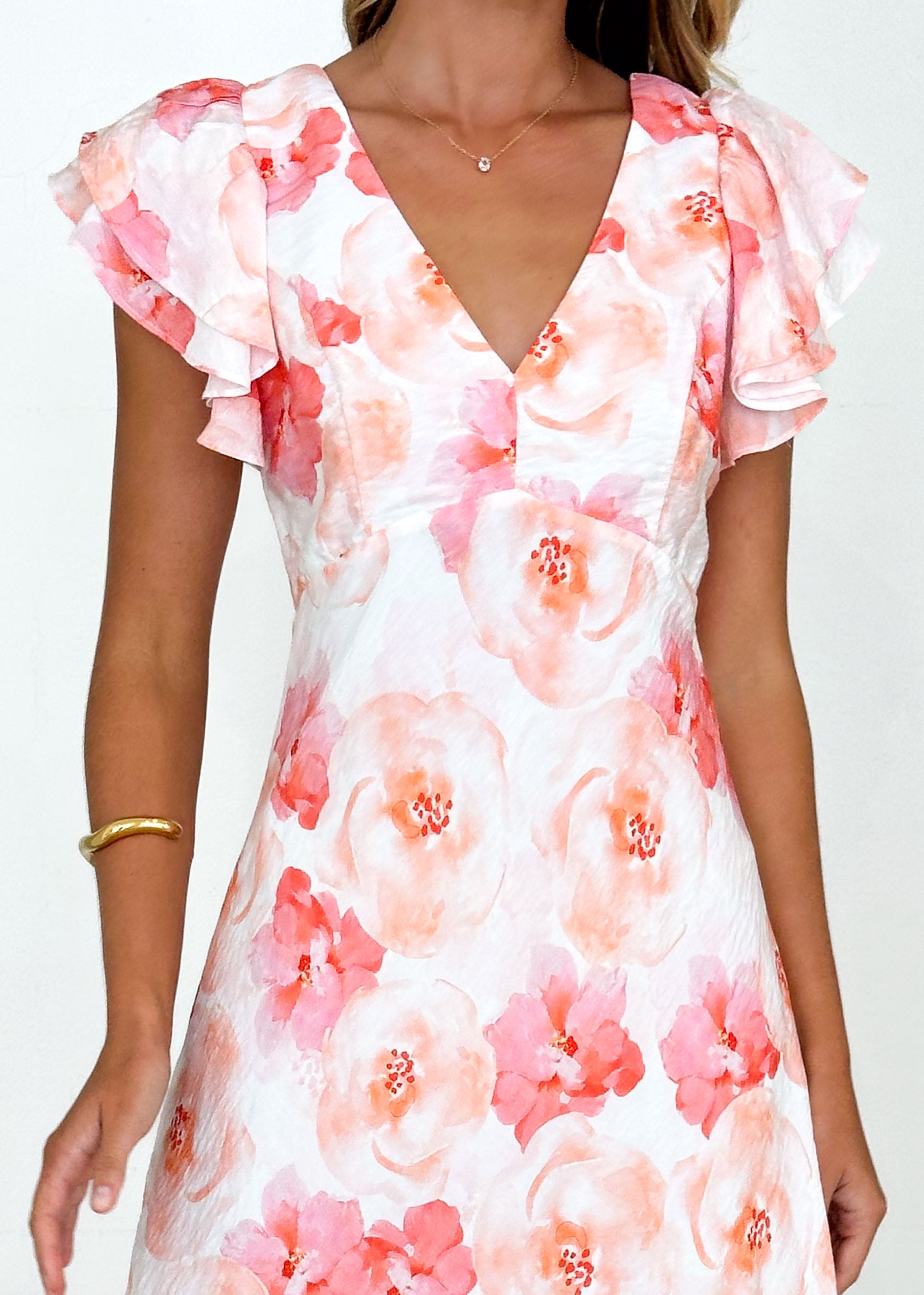 Xandra Maxi Dress - Peach Flowers