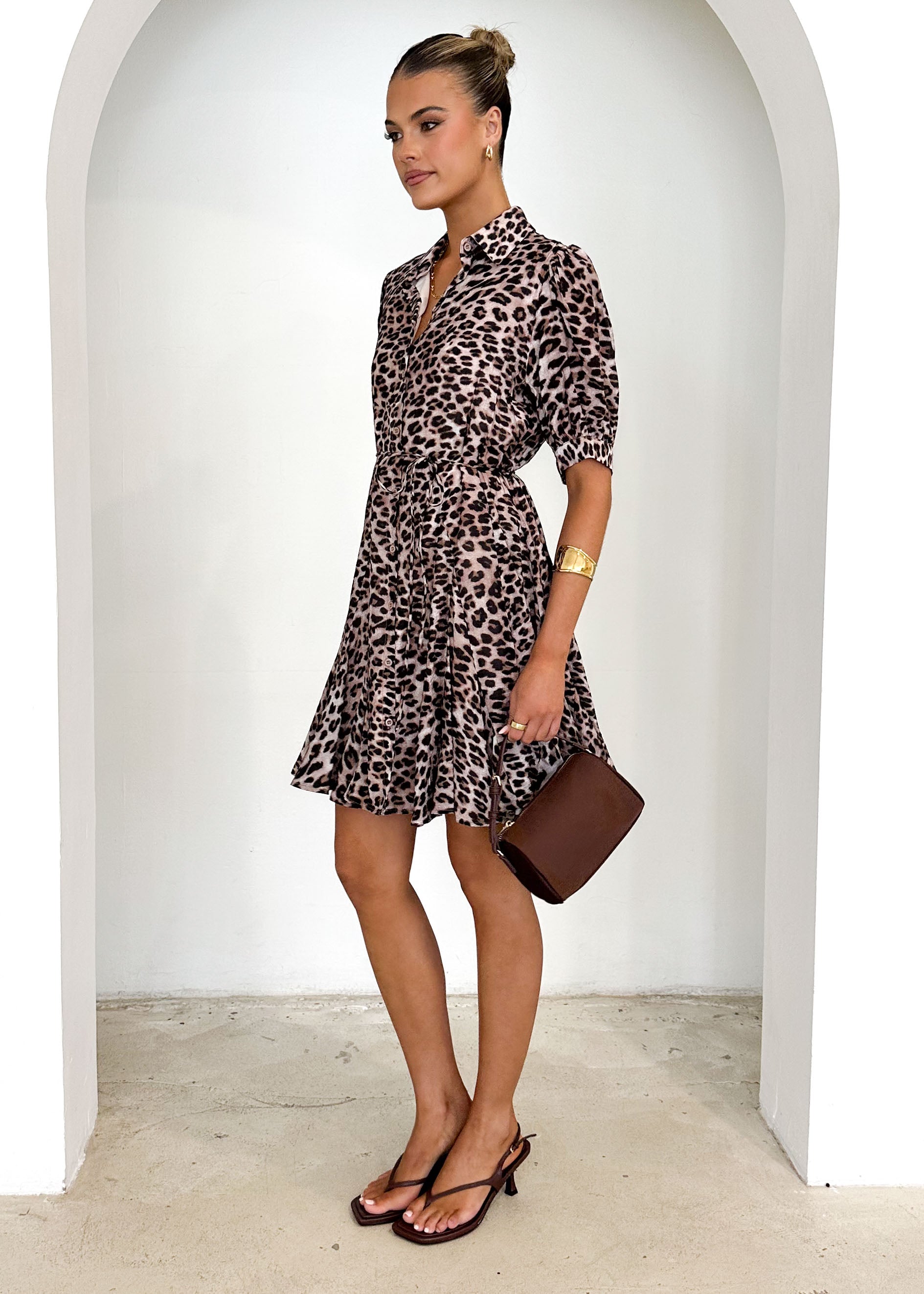 Henley Dress - Leopard