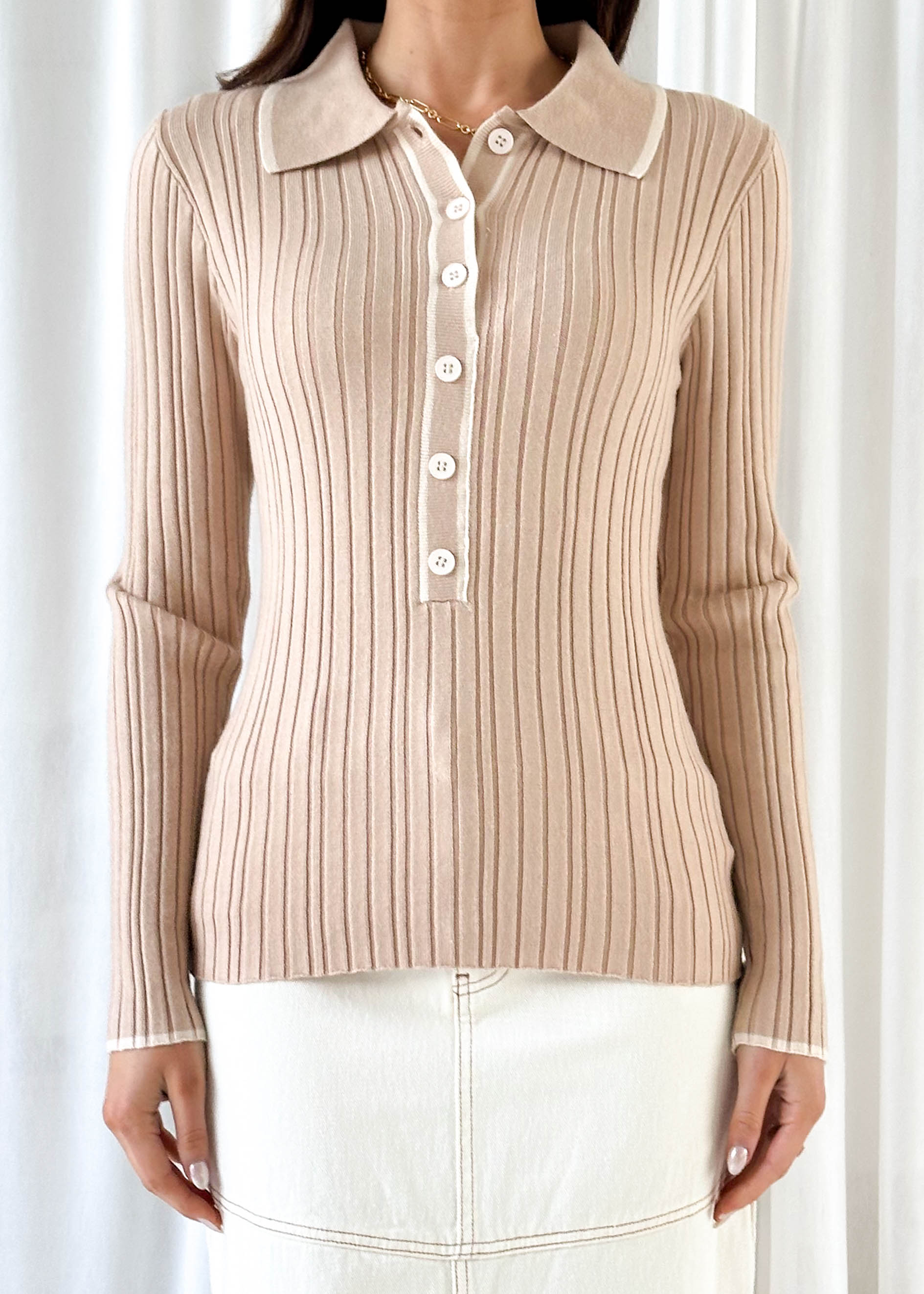 Brianna Knit Top - Beige