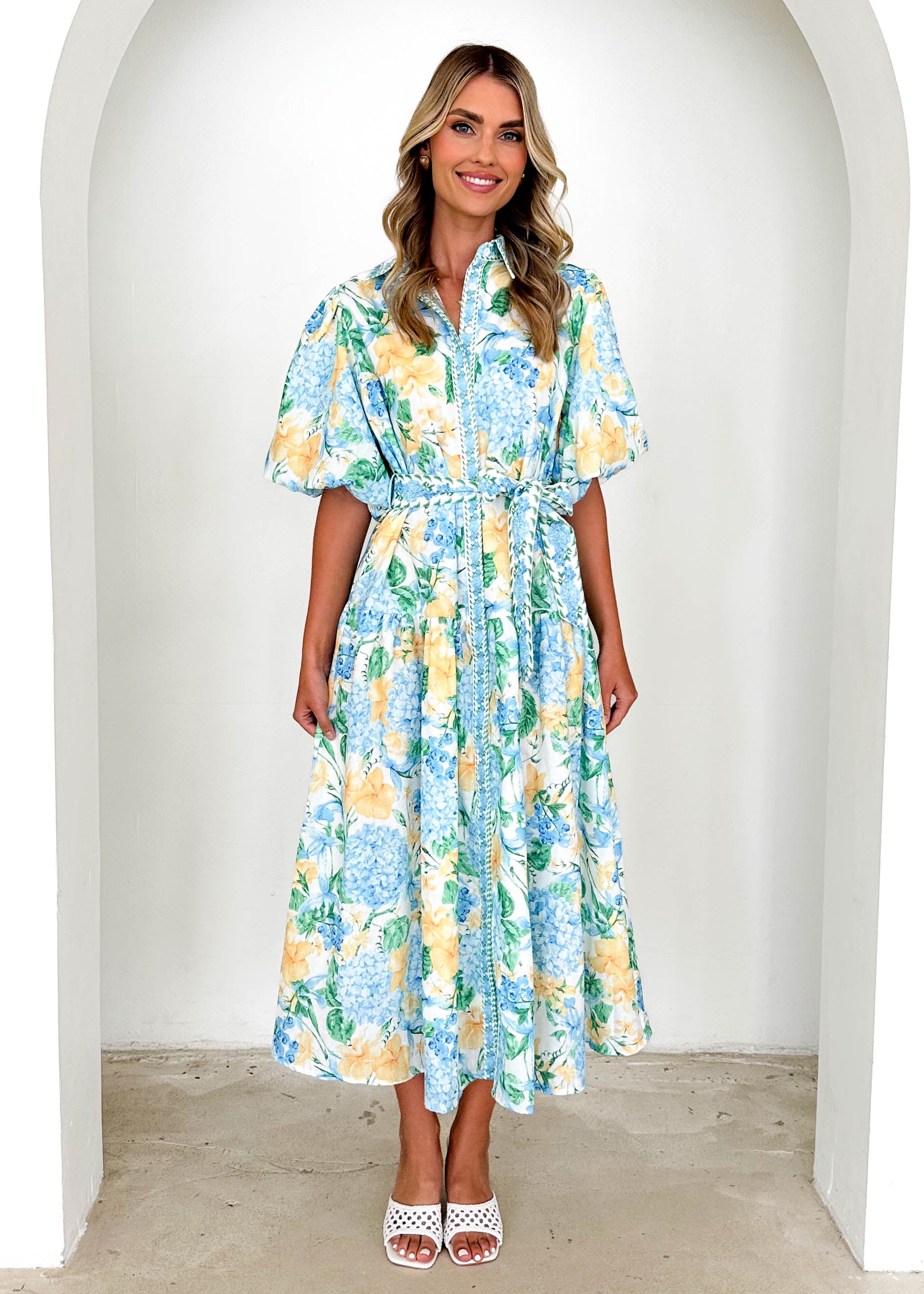 Ceres Midi Dress - Blue Hydrangea