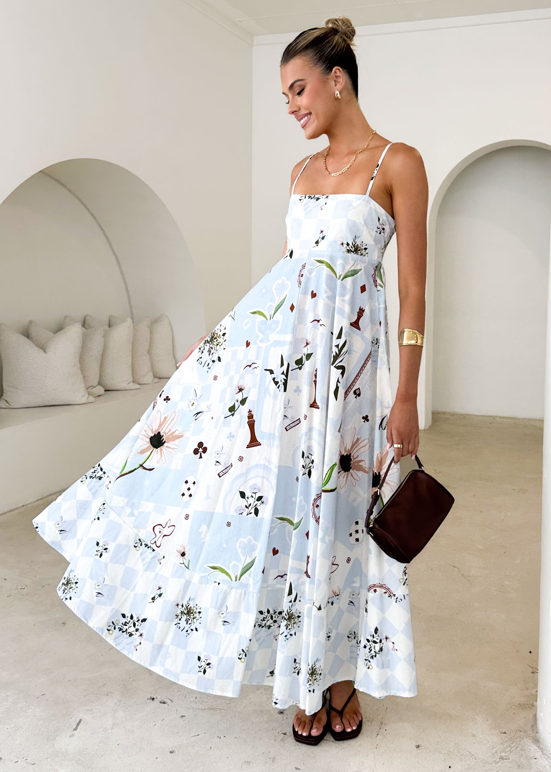 Xanthe Maxi Dress - Blue Patchwork