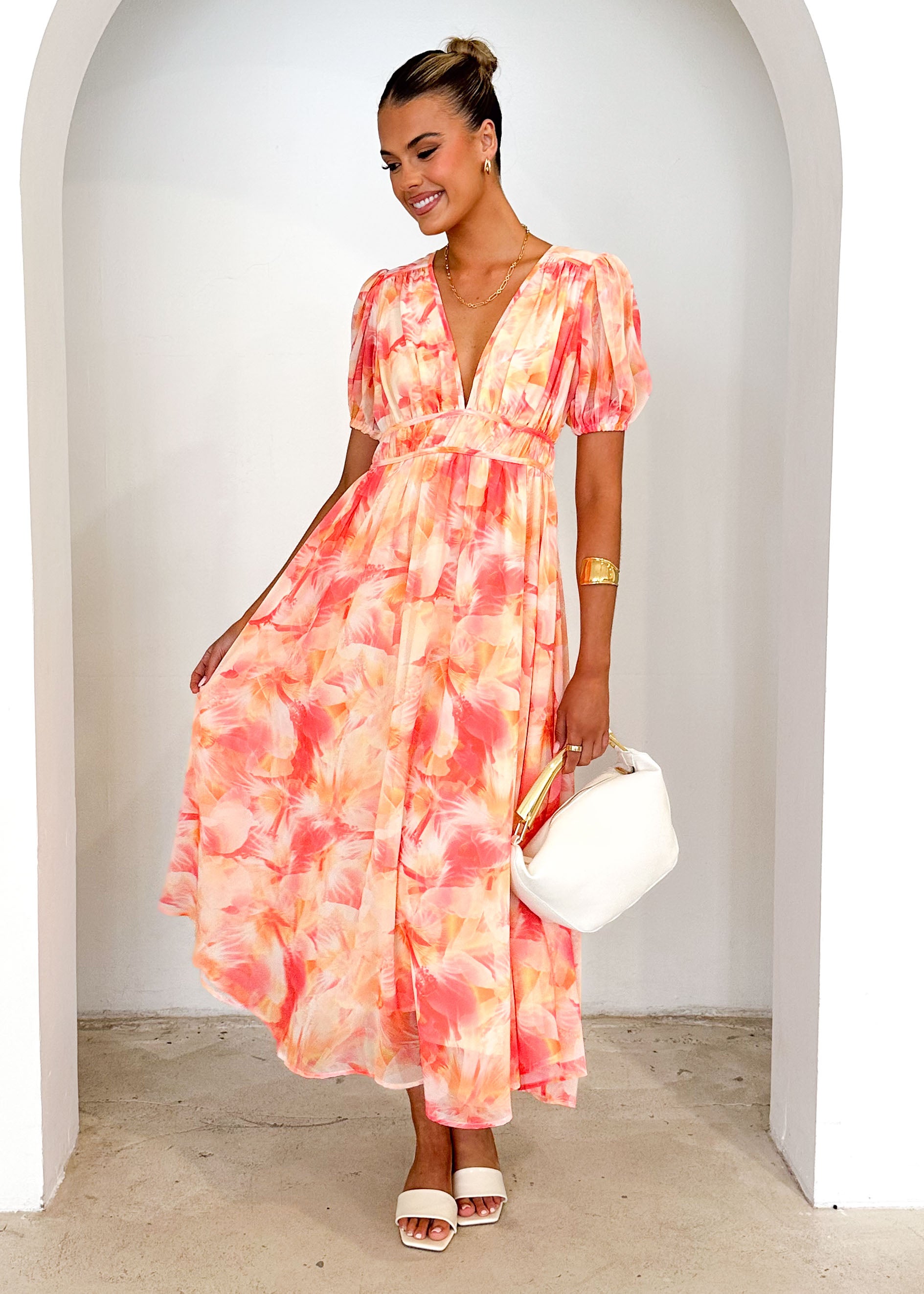 Revival Maxi Dress - Coral Splash