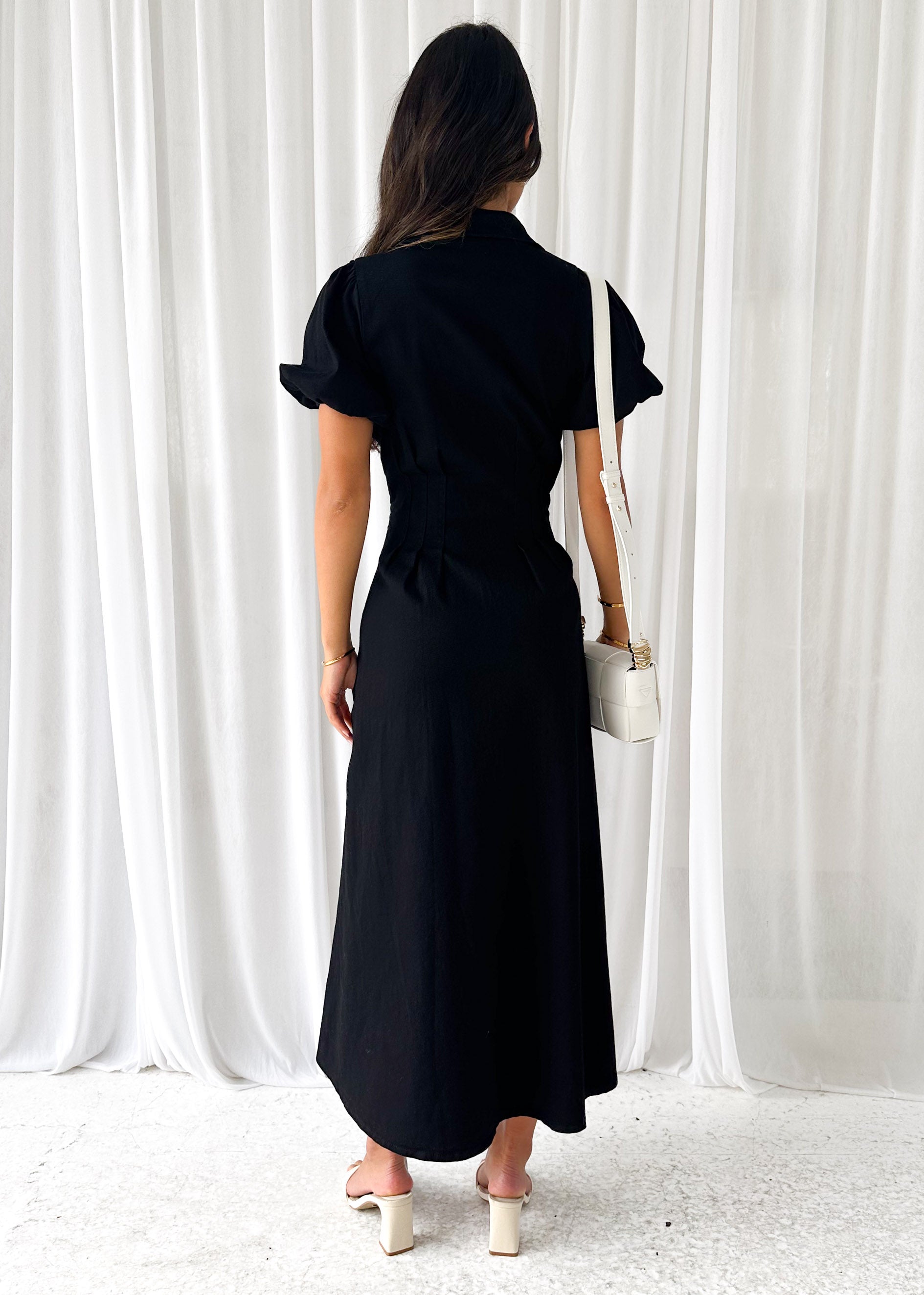 Acer Denim Midi Dress - Black