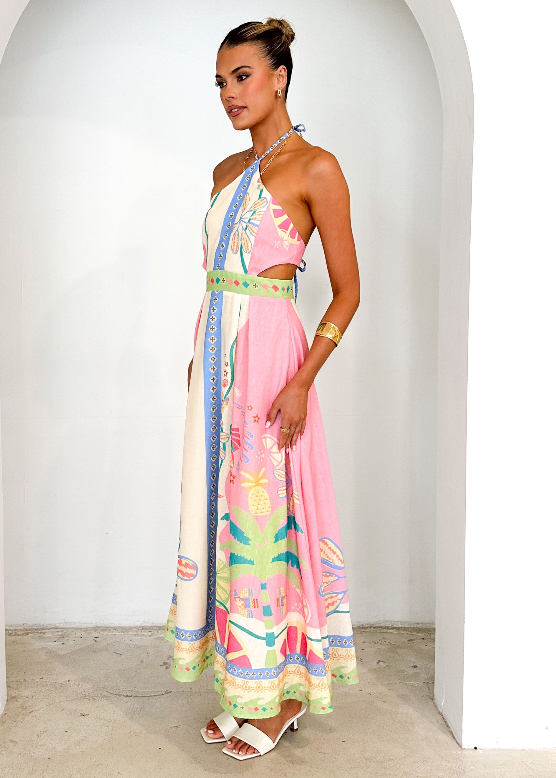 Isia Halter Maxi Dress - Pink Rio