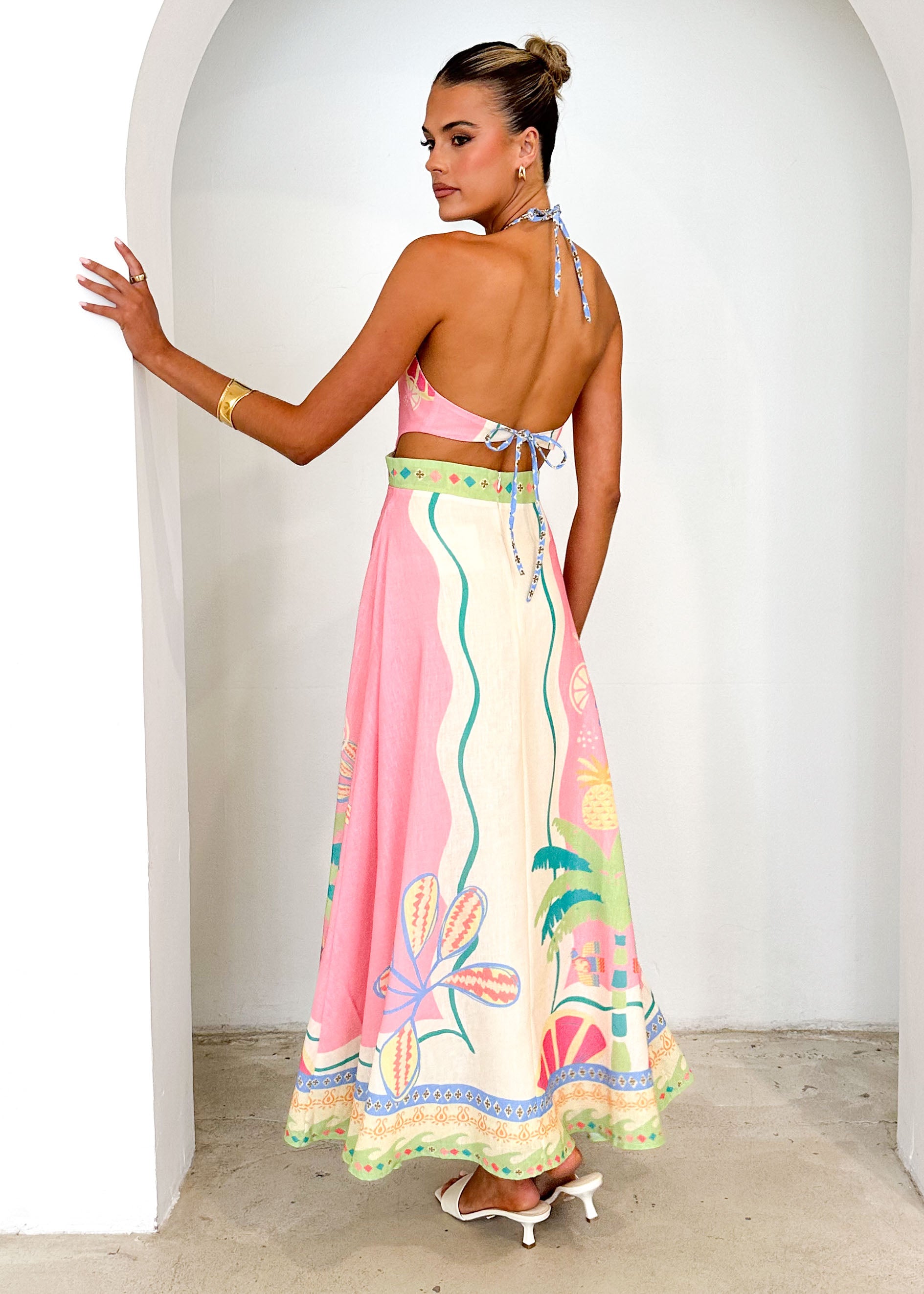 Isia Halter Maxi Dress - Pink Rio