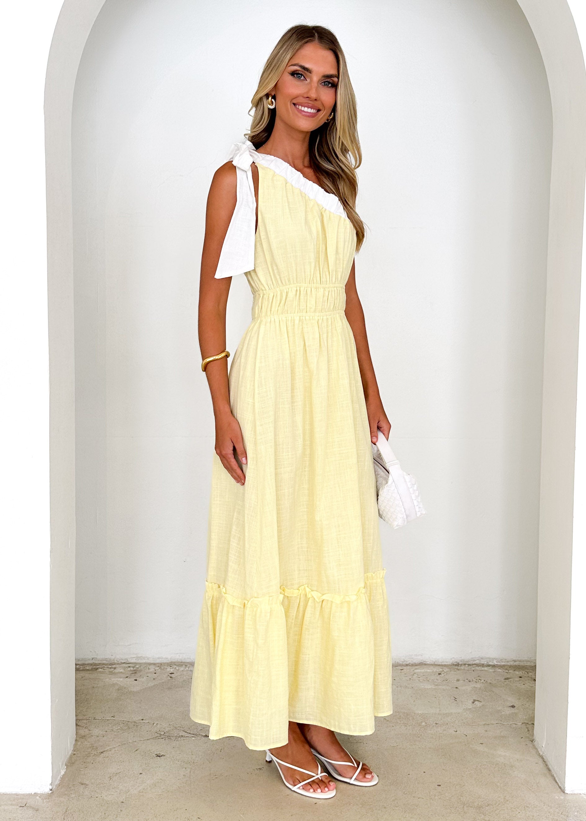 Peeta One Shoulder Maxi Dress - Yellow