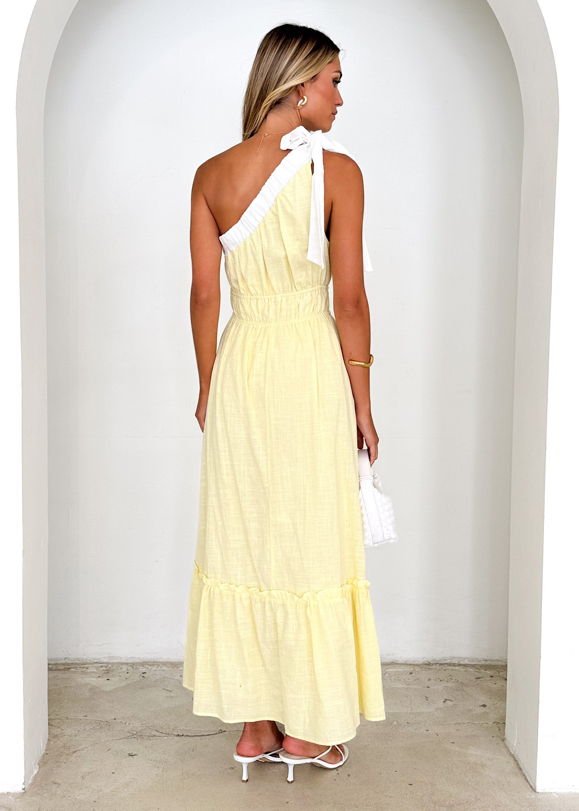 Peeta One Shoulder Maxi Dress - Yellow