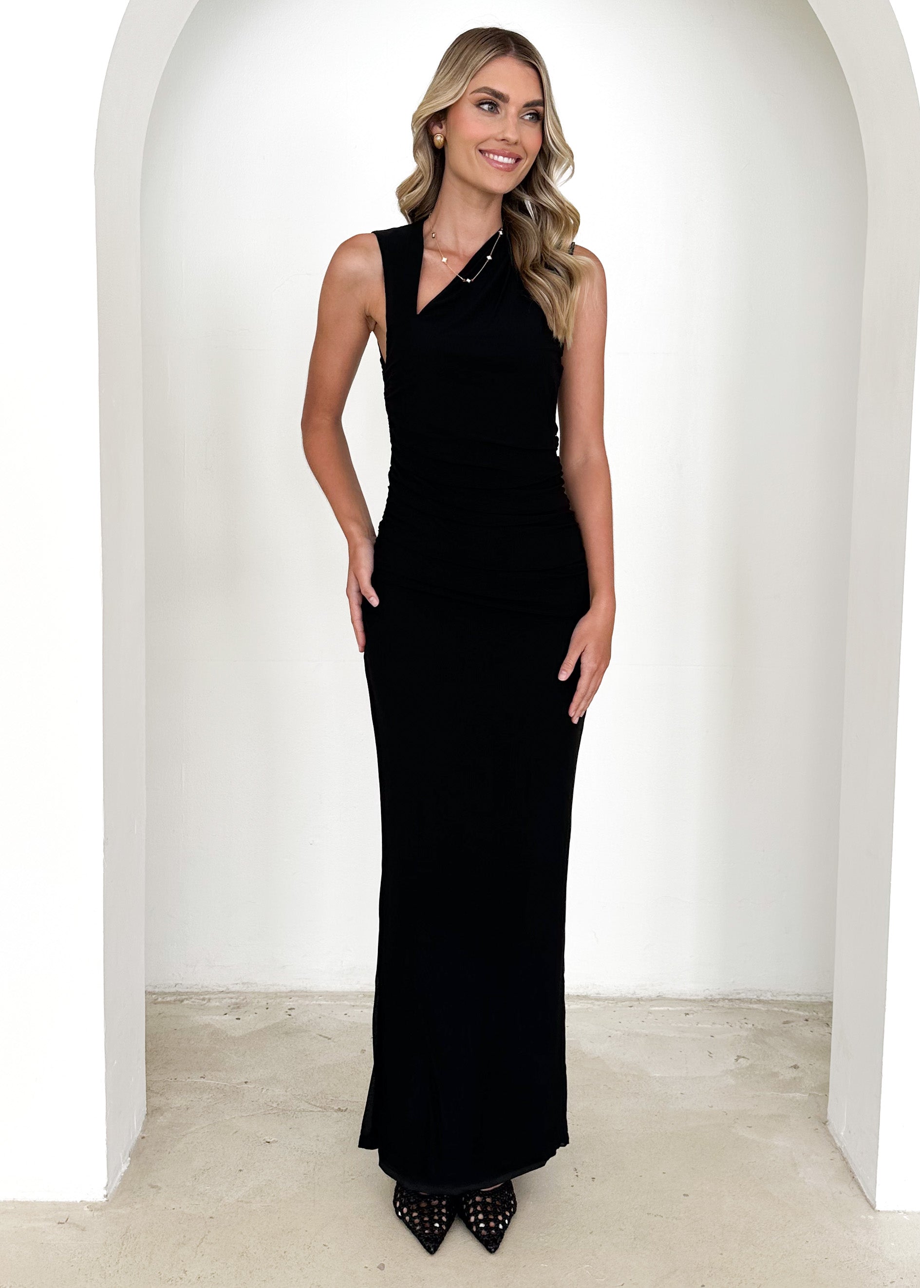 Karolina Mesh Maxi Dress - Black