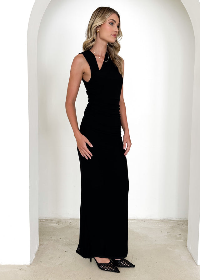 Karolina Mesh Maxi Dress - Black