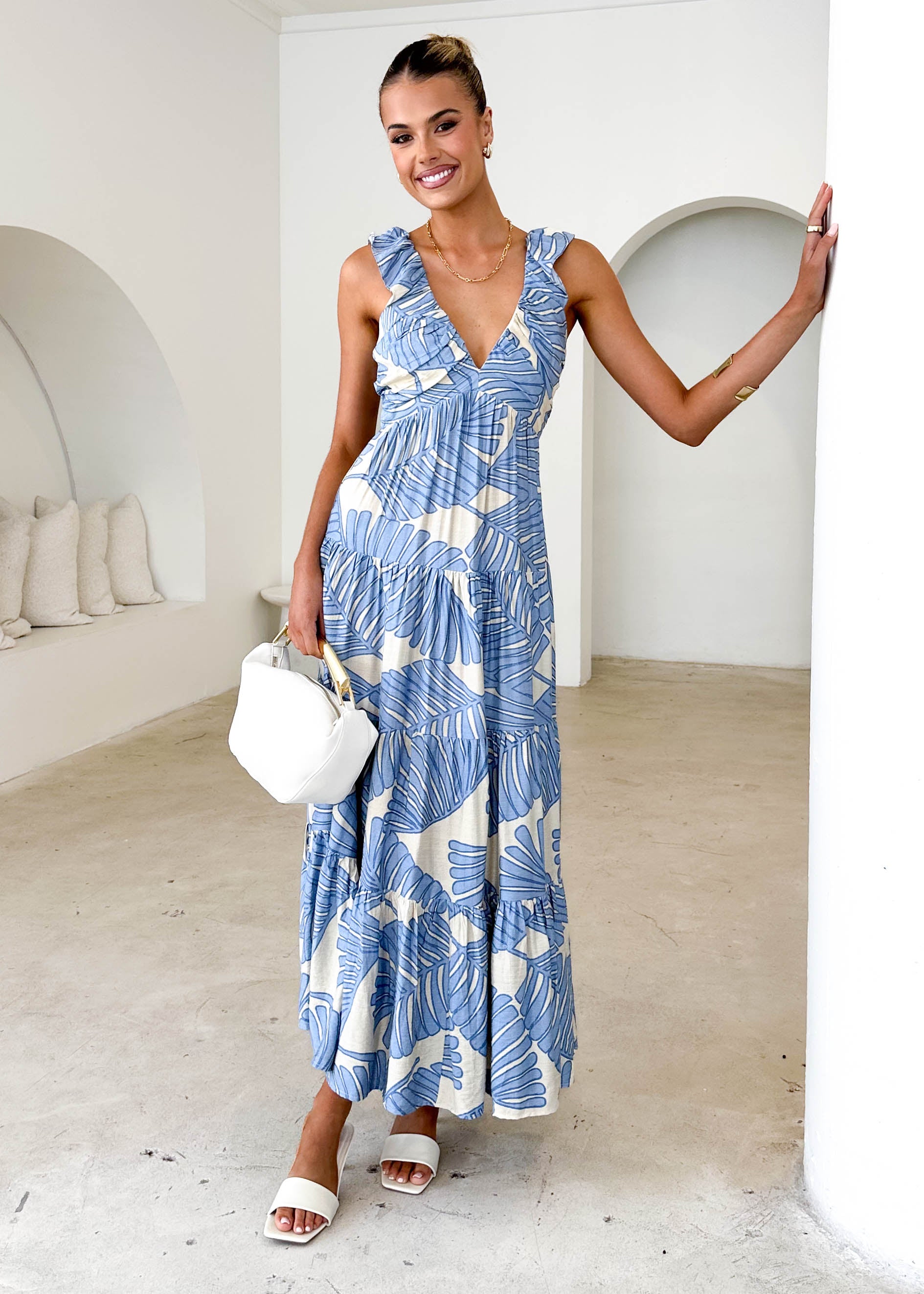 Peregian Maxi Dress - Blue Palm