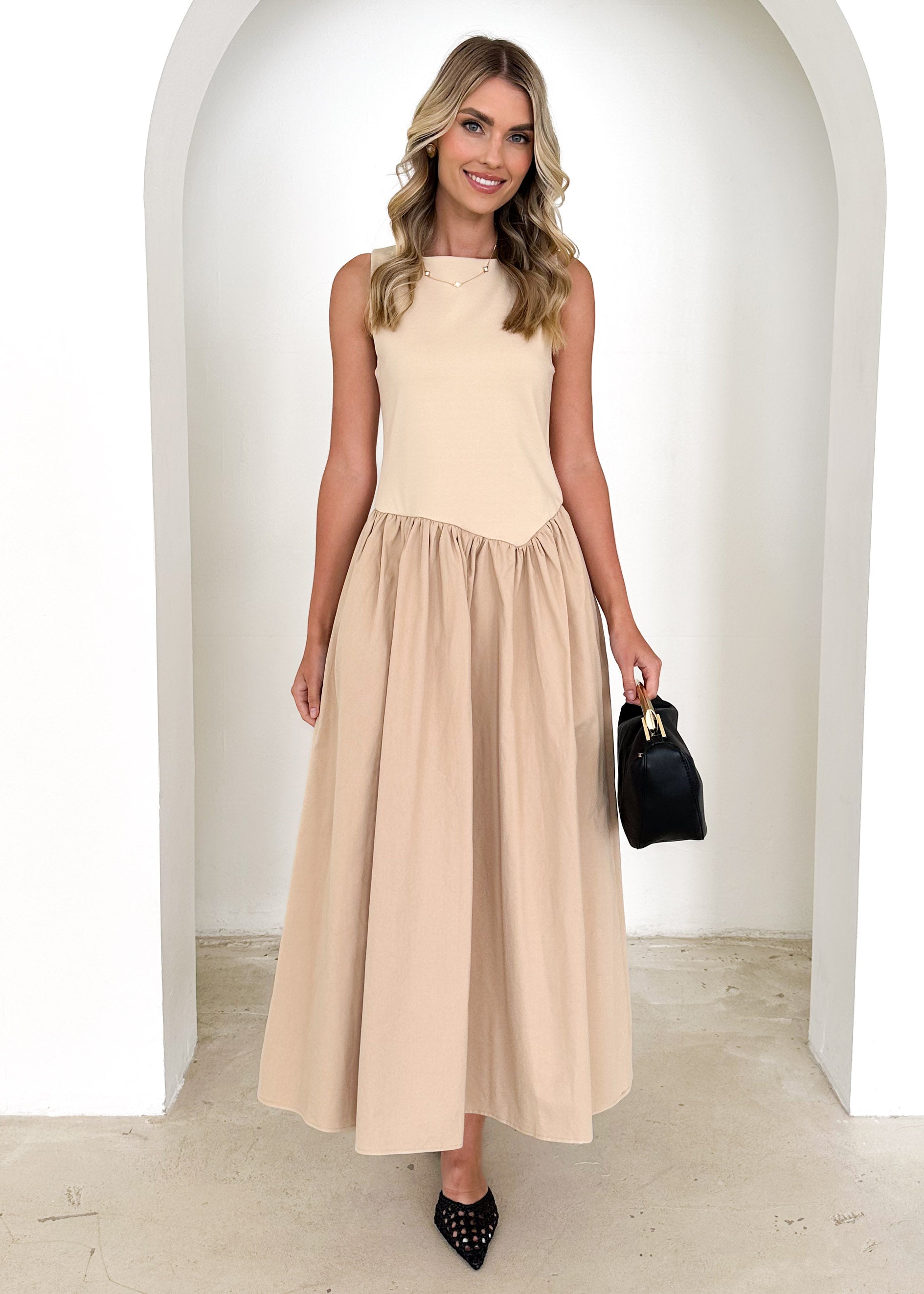 Annaleise Midi Dress - Beige