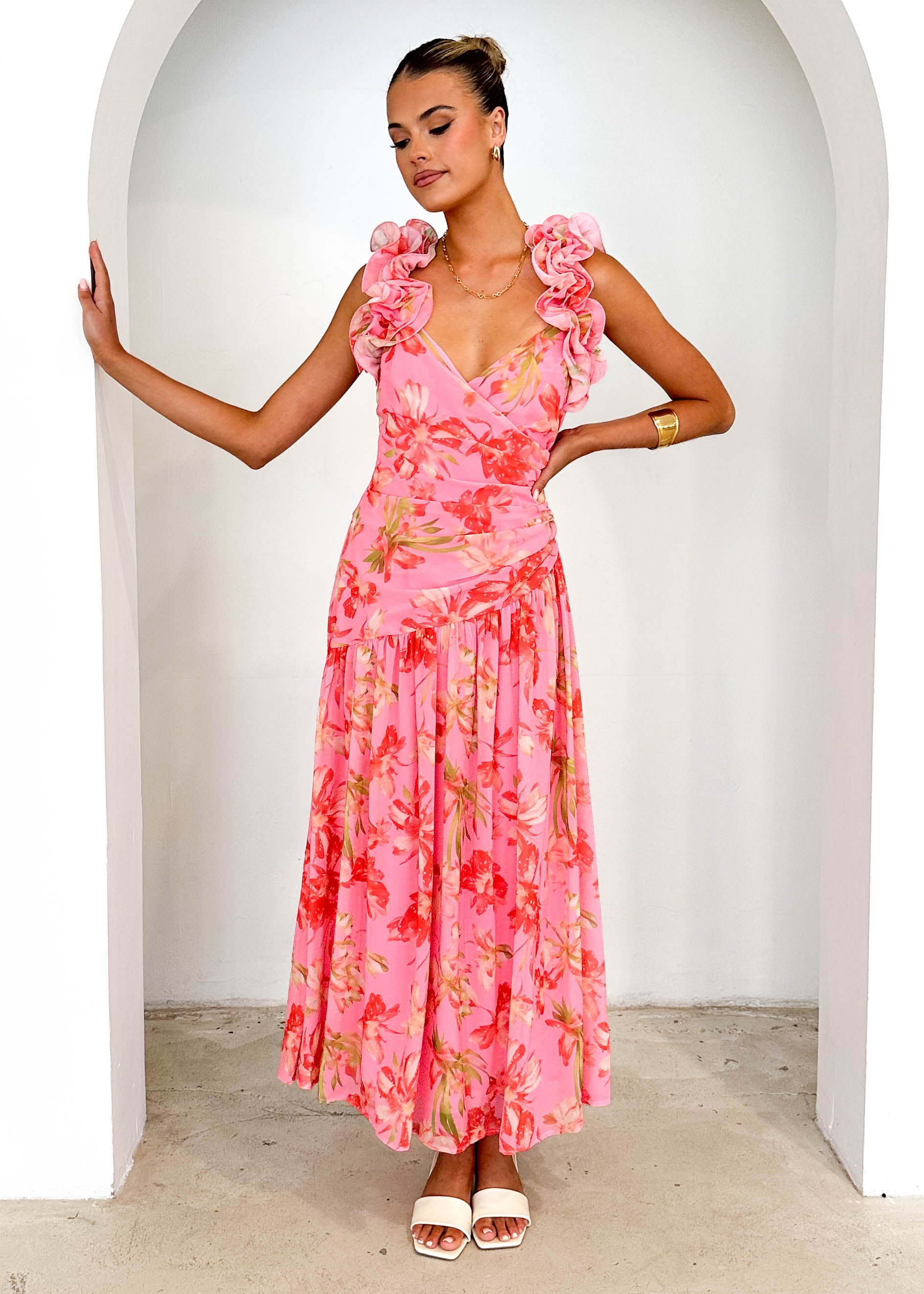 Lucine Maxi Dress - Pink Floral