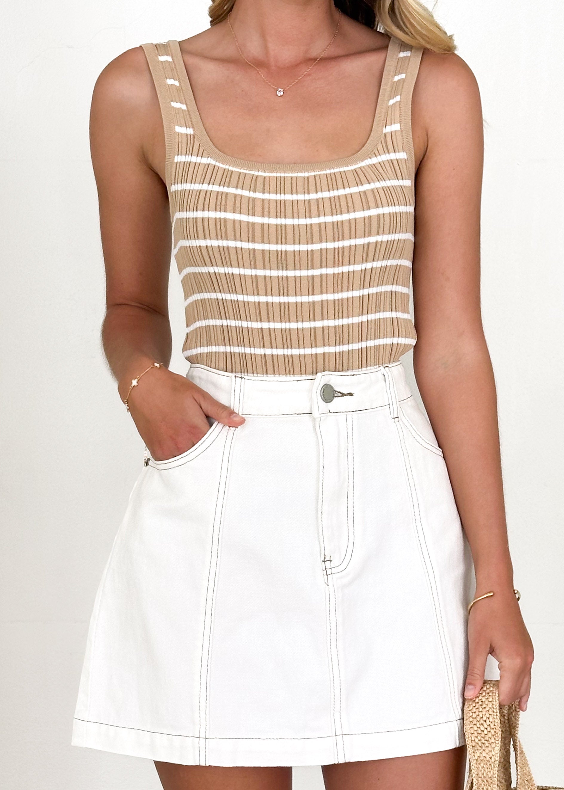 Sabine Denim Skirt - Off White