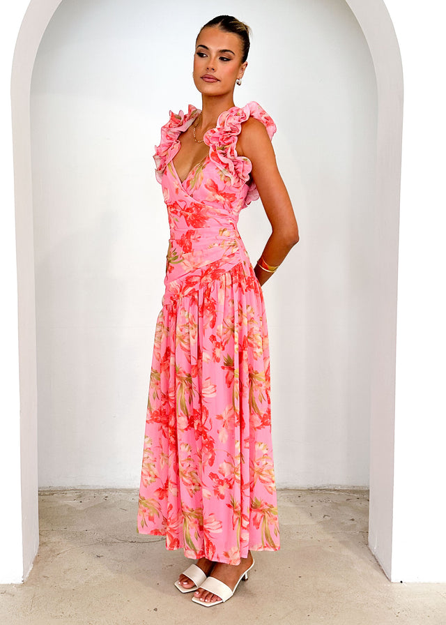 Lucine Maxi Dress - Pink Floral