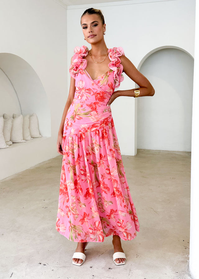 Lucine Maxi Dress - Pink Floral