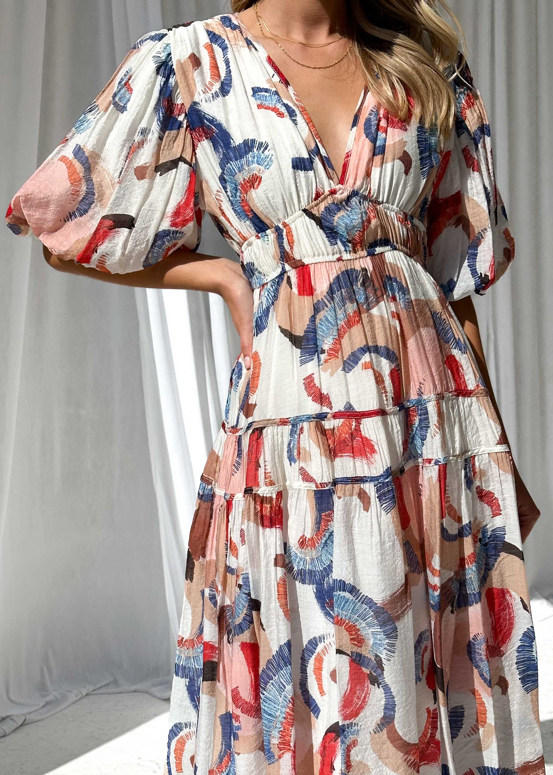 Kennie Midi Dress - Multi Abstract