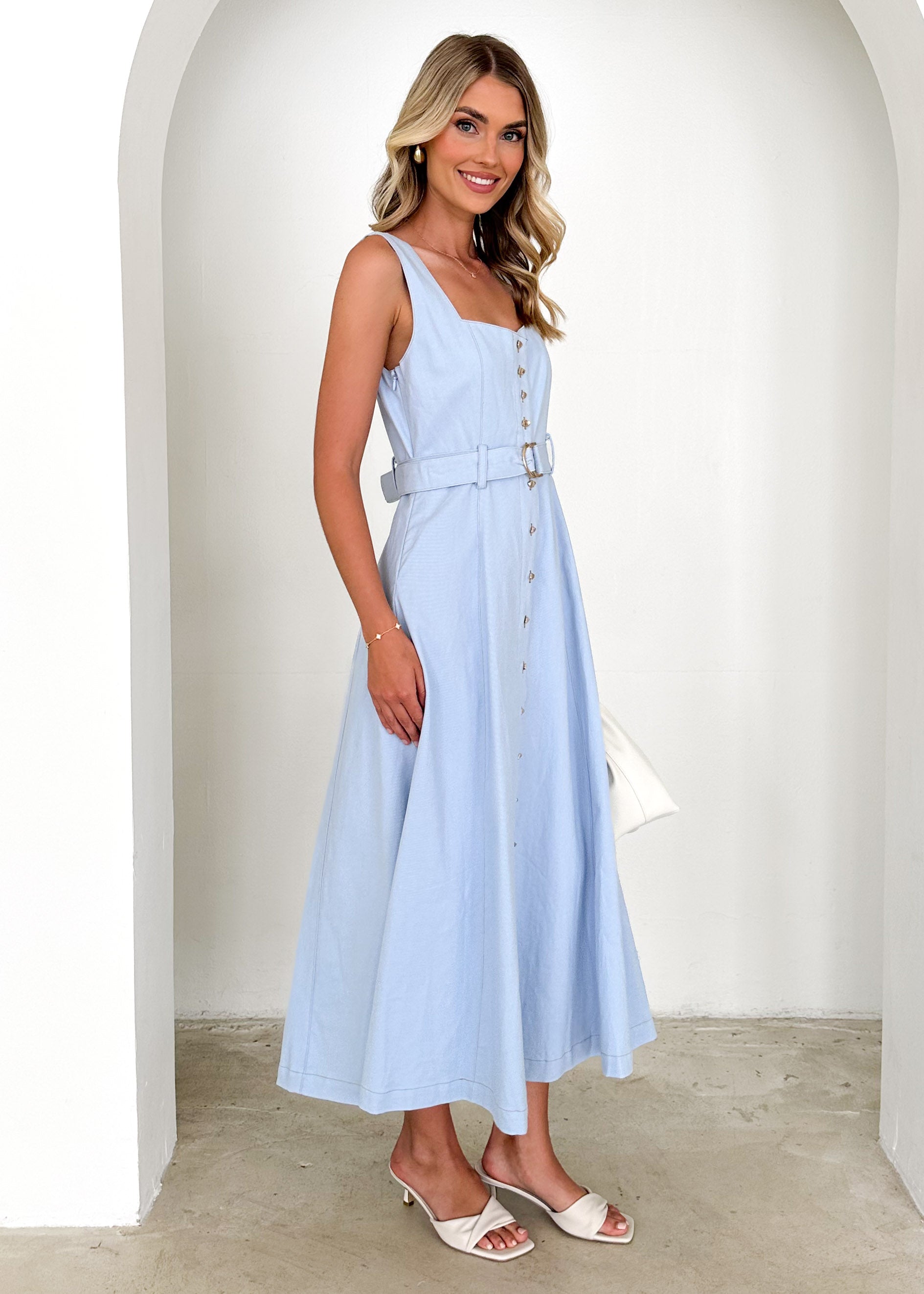 Kidsla Denim Midi Dress - Baby Blue