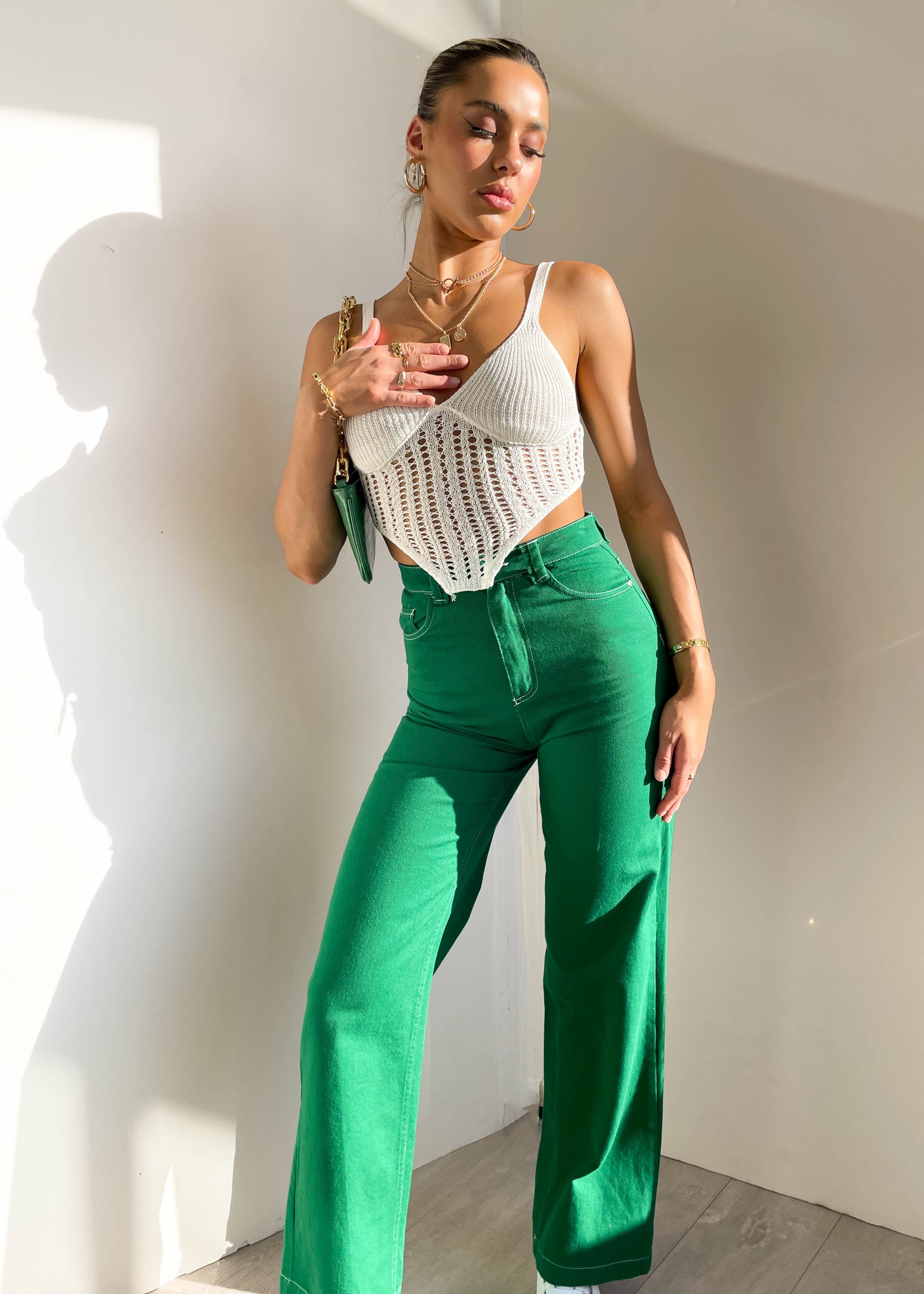 Texah Wide Leg Jeans - Green