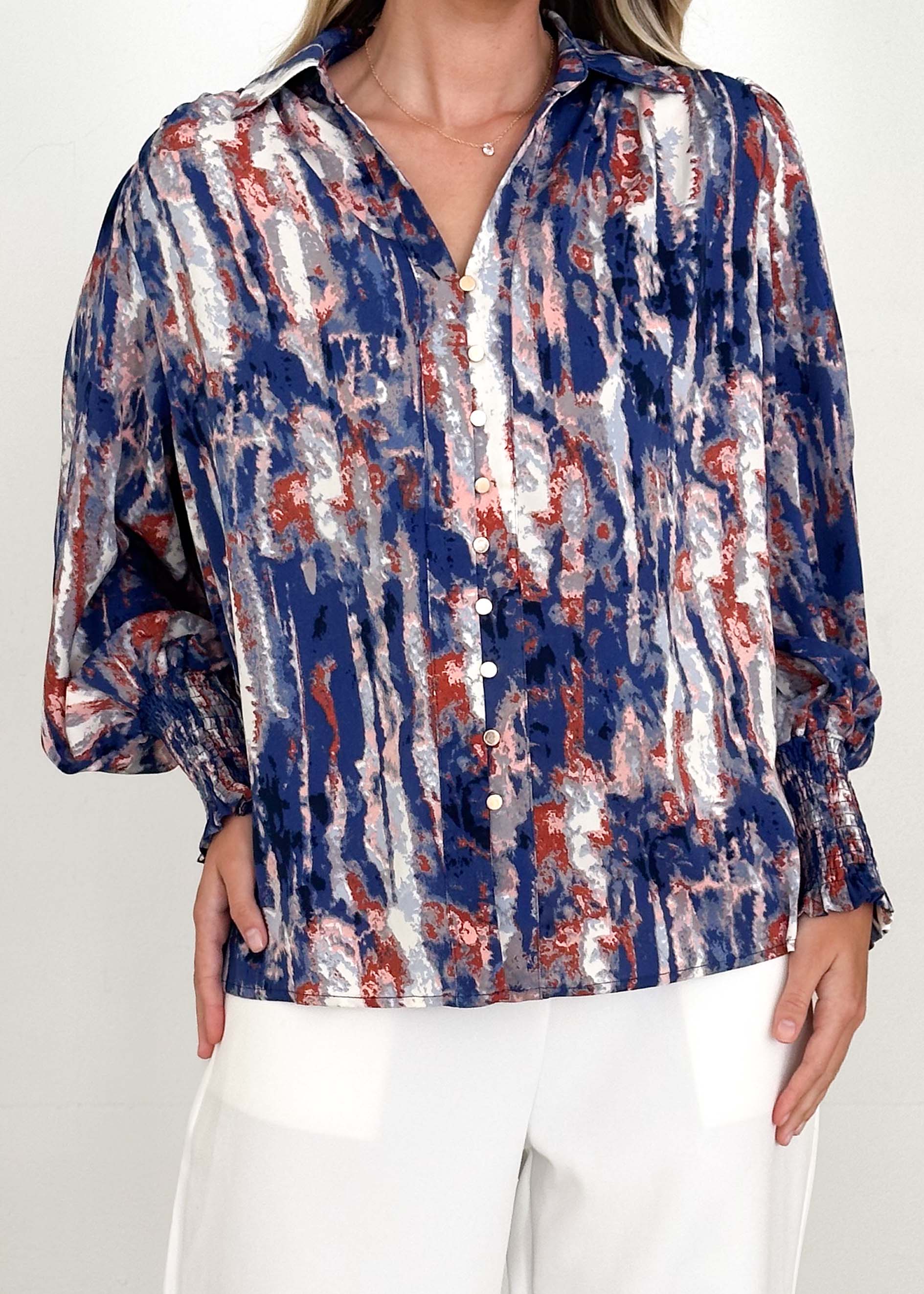 Myka Shirt - Rusted Blue