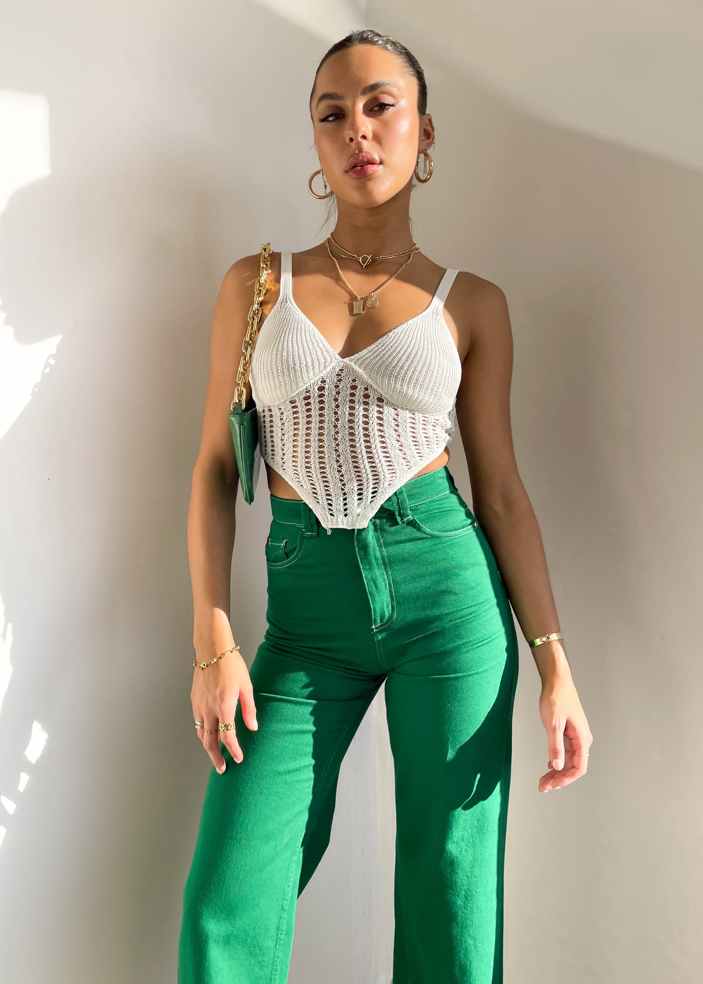 Texah Wide Leg Jeans - Green