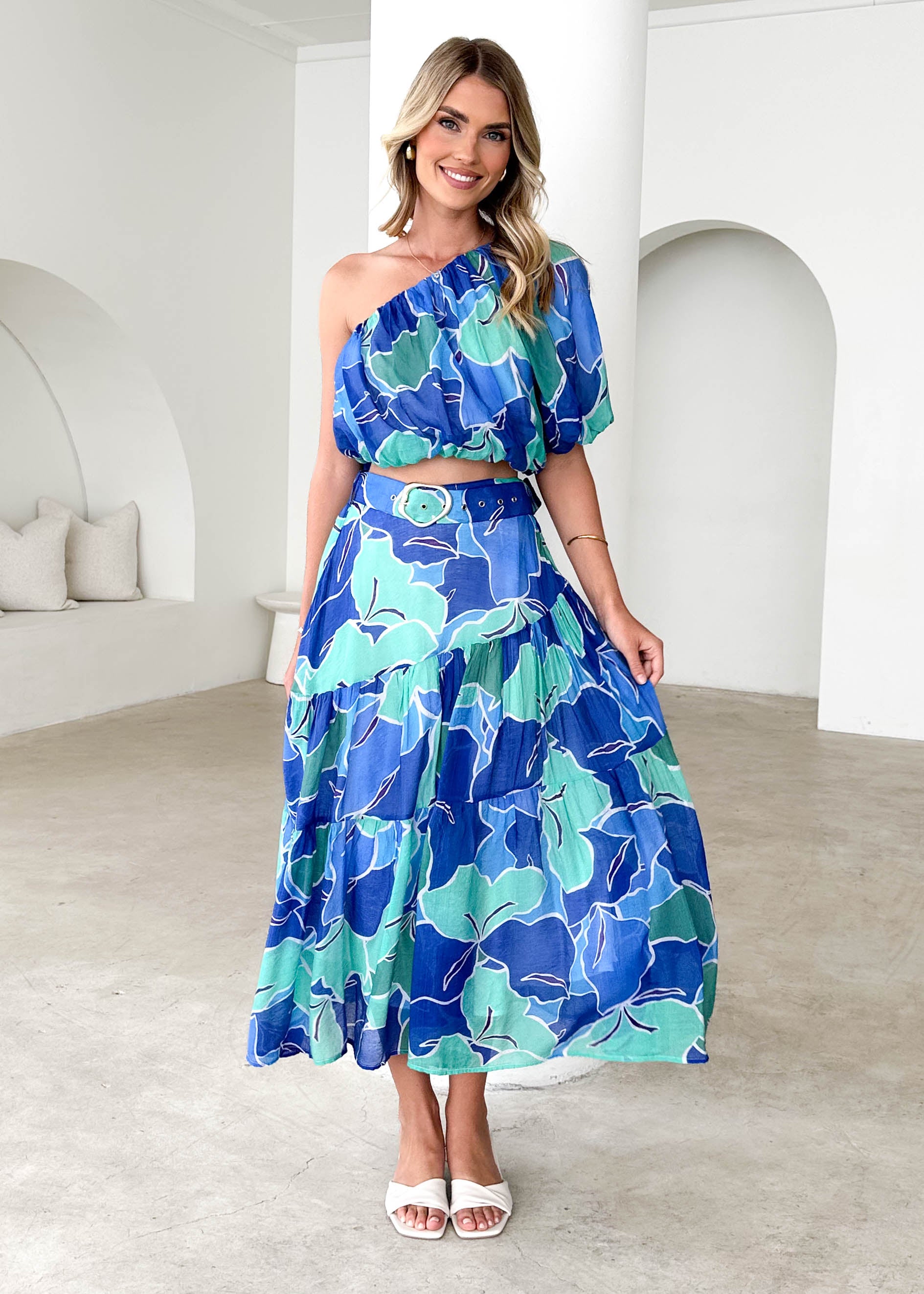 Ivanna Maxi Skirt - Blue Abstract