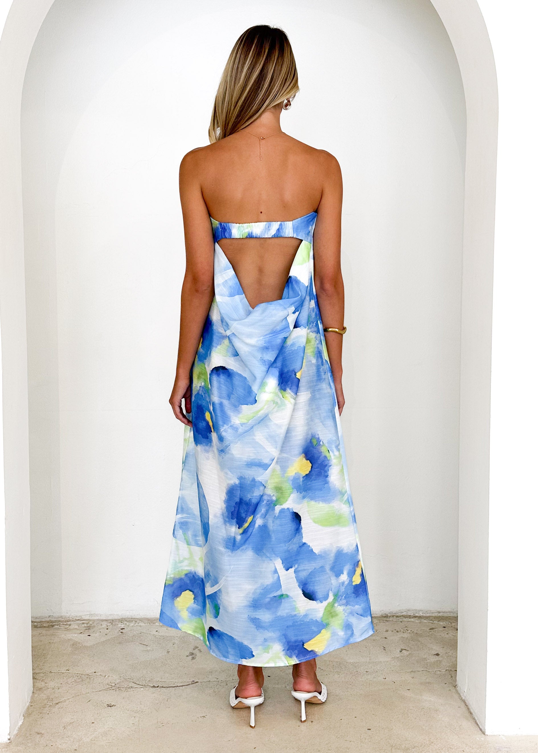 Aperol Strapless Maxi Dress - Blue Splash