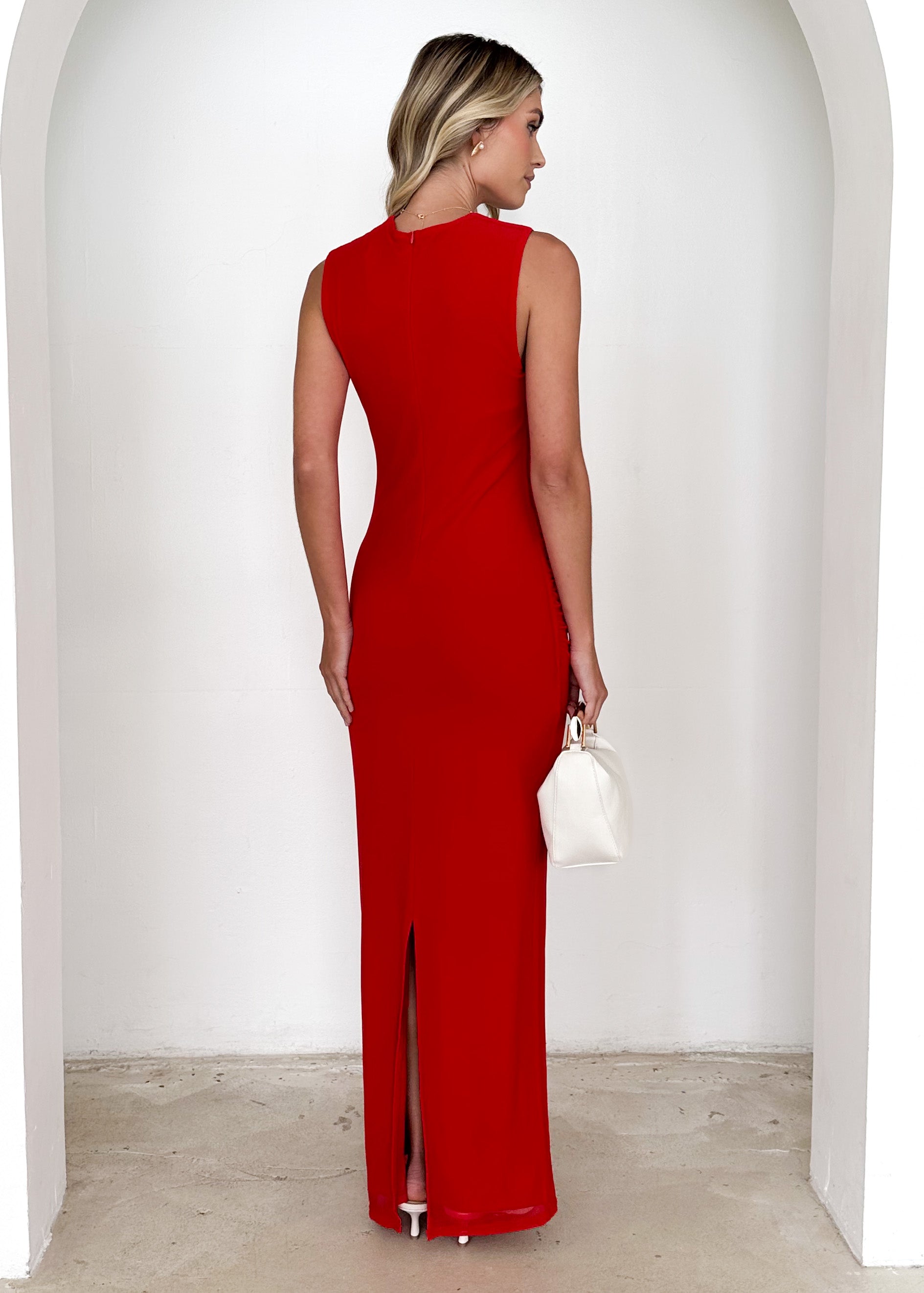 Karolina Mesh Maxi Dress - Red