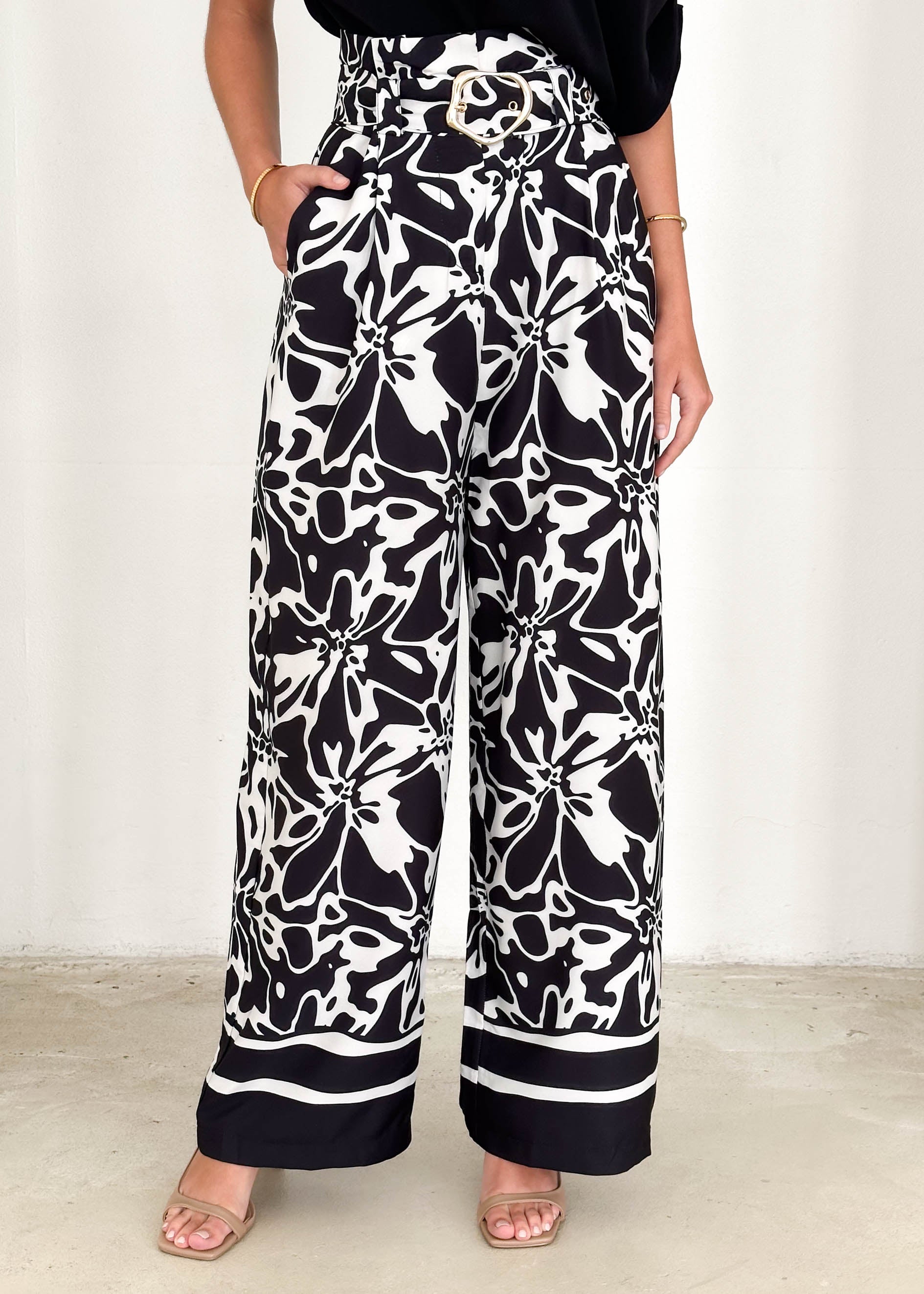 Elisa Pants - Black Abstract