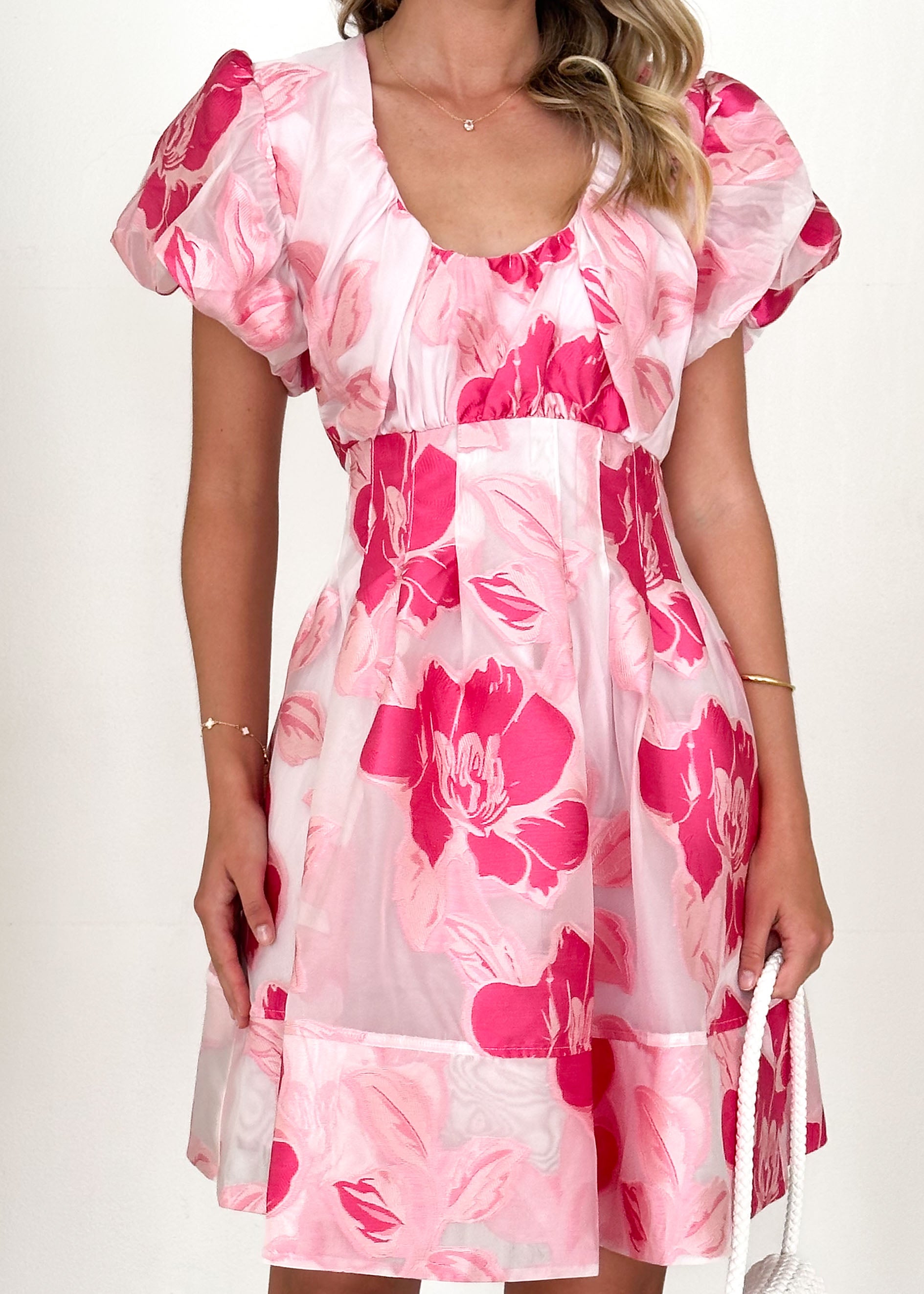 Dayna Dress - Magenta Jacquard