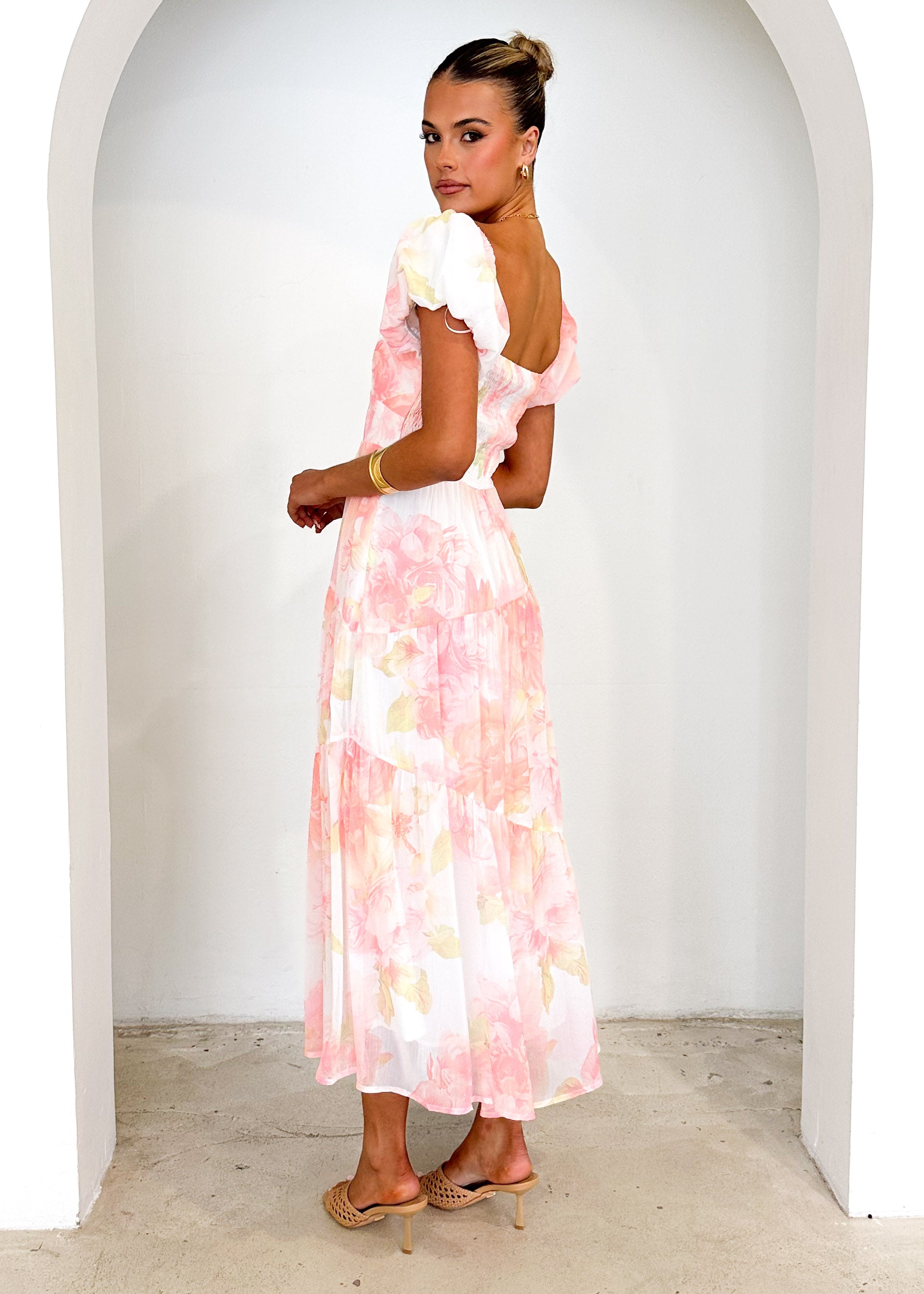 Genoa Midi Dress - Peach Floral